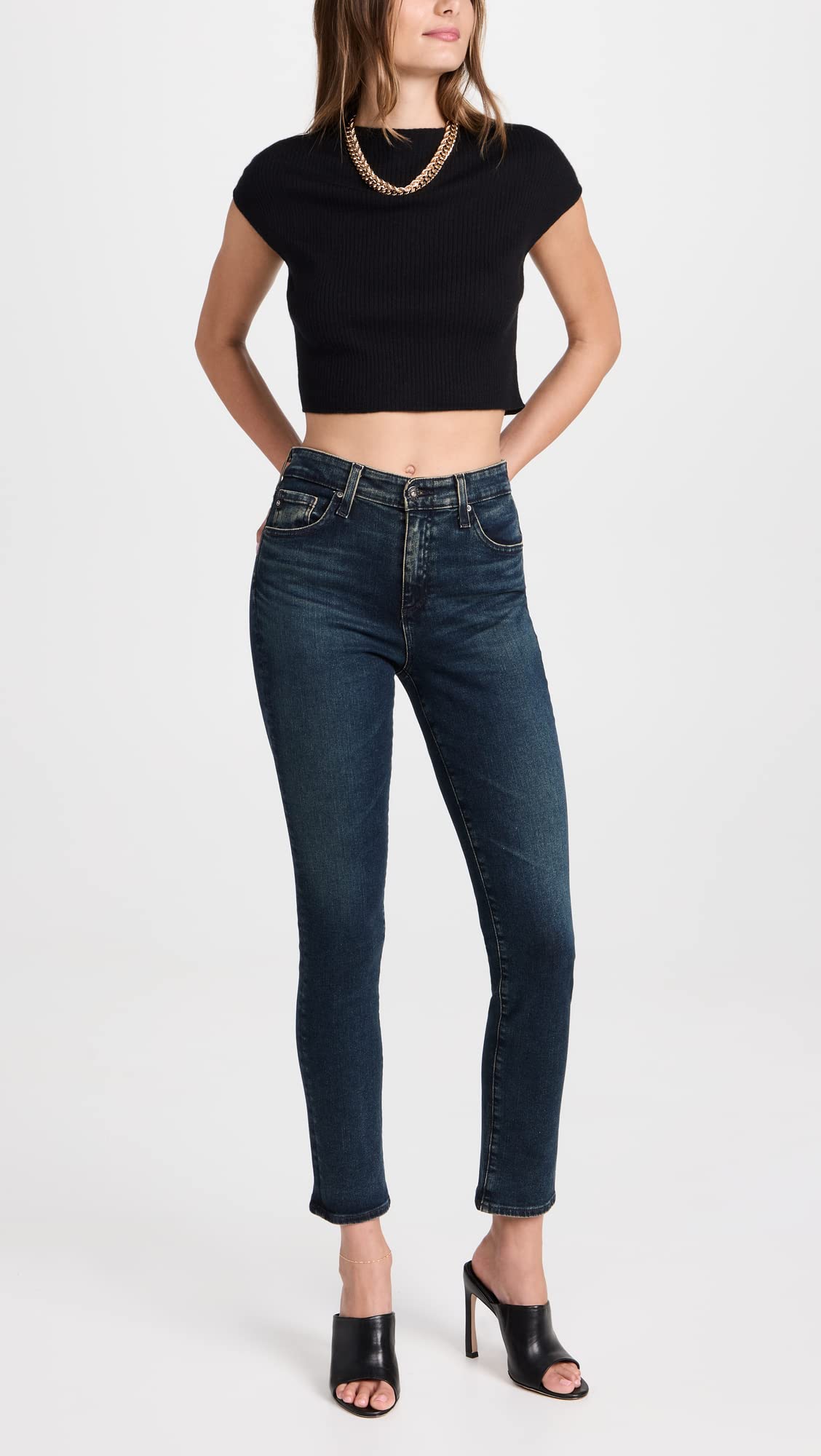 AG Adriano Goldschmied Women's Mari Straight Leg Jeans - High Waist Slim Fit Denim Pants for Casual Wear & Everyday Outfits