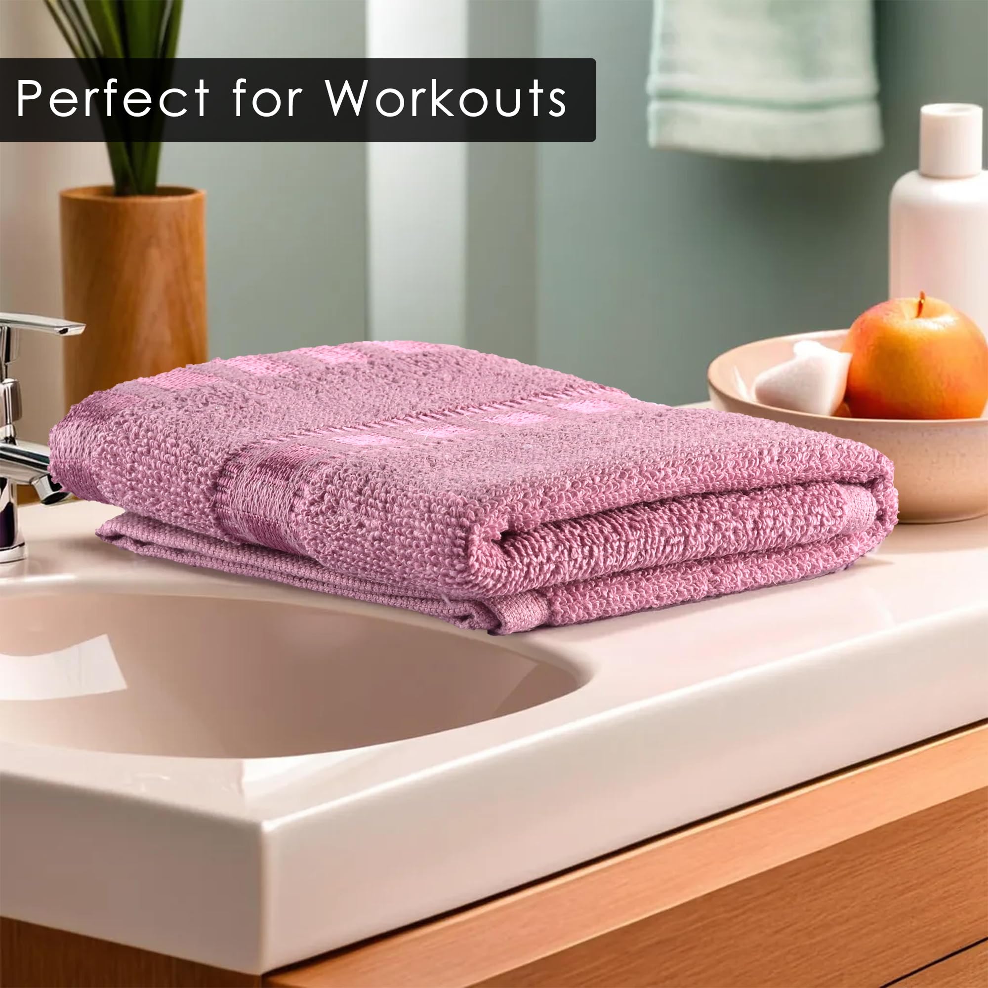 Kuber Industries 2-Pack Soft Cotton Hand & Face Towels for Men & Women | Quick-Dry & Machine Washable | Gym Workout Towel, Travel Napkin, Pocket Towel | Pink & Sky Blue | Perfect for Fitness, Yoga, Travel & Daily Use