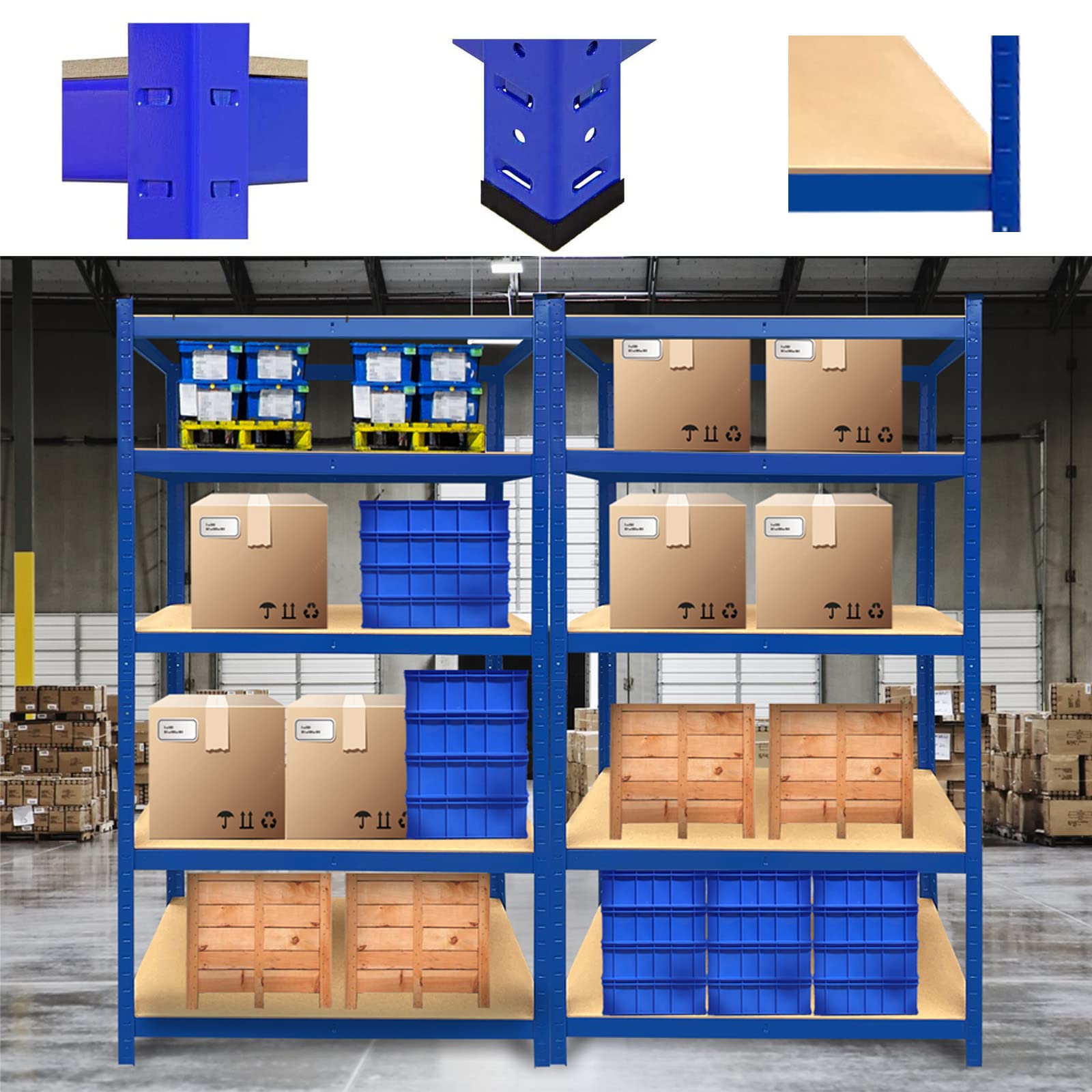 59 Inch Heavy Duty 5-Tier Adjustable Storage Shelving Unit - Metal Steel Frame with MDF Boards, 386lbs Capacity per Shelf (27.5