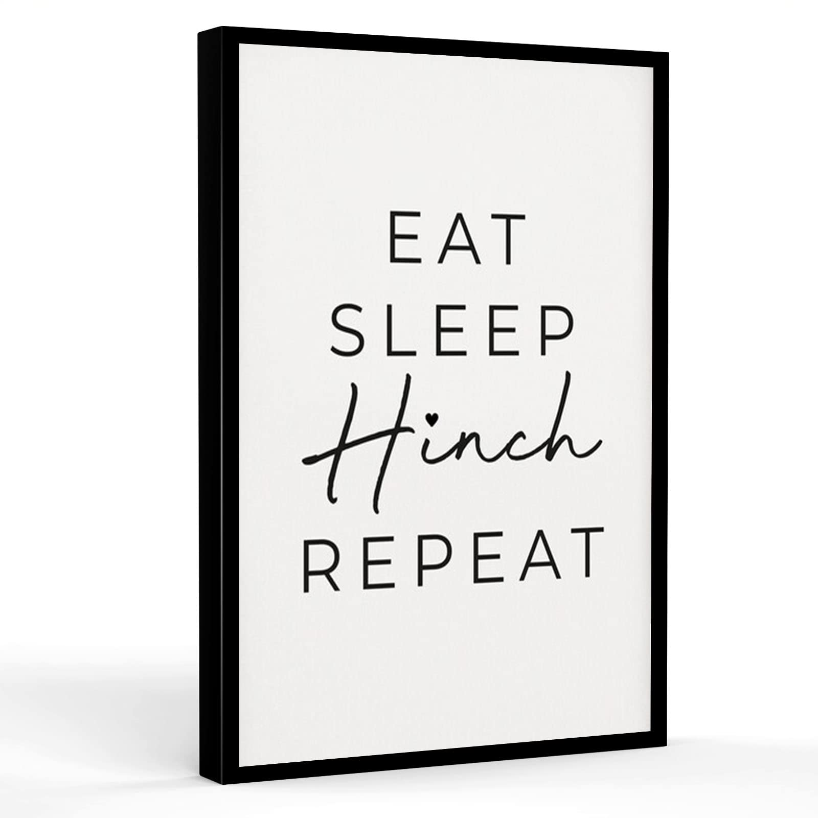Mrs Hinch Laundry Print - 16x24 Inch Framed Canvas Wall Art for Utility Room, Bedroom & Office Decor | Eat Sleep Hinch Repeat Quote | Indie Style Home Decor | Perfect for Laundry Room Inspiration & Small Space Wall Art