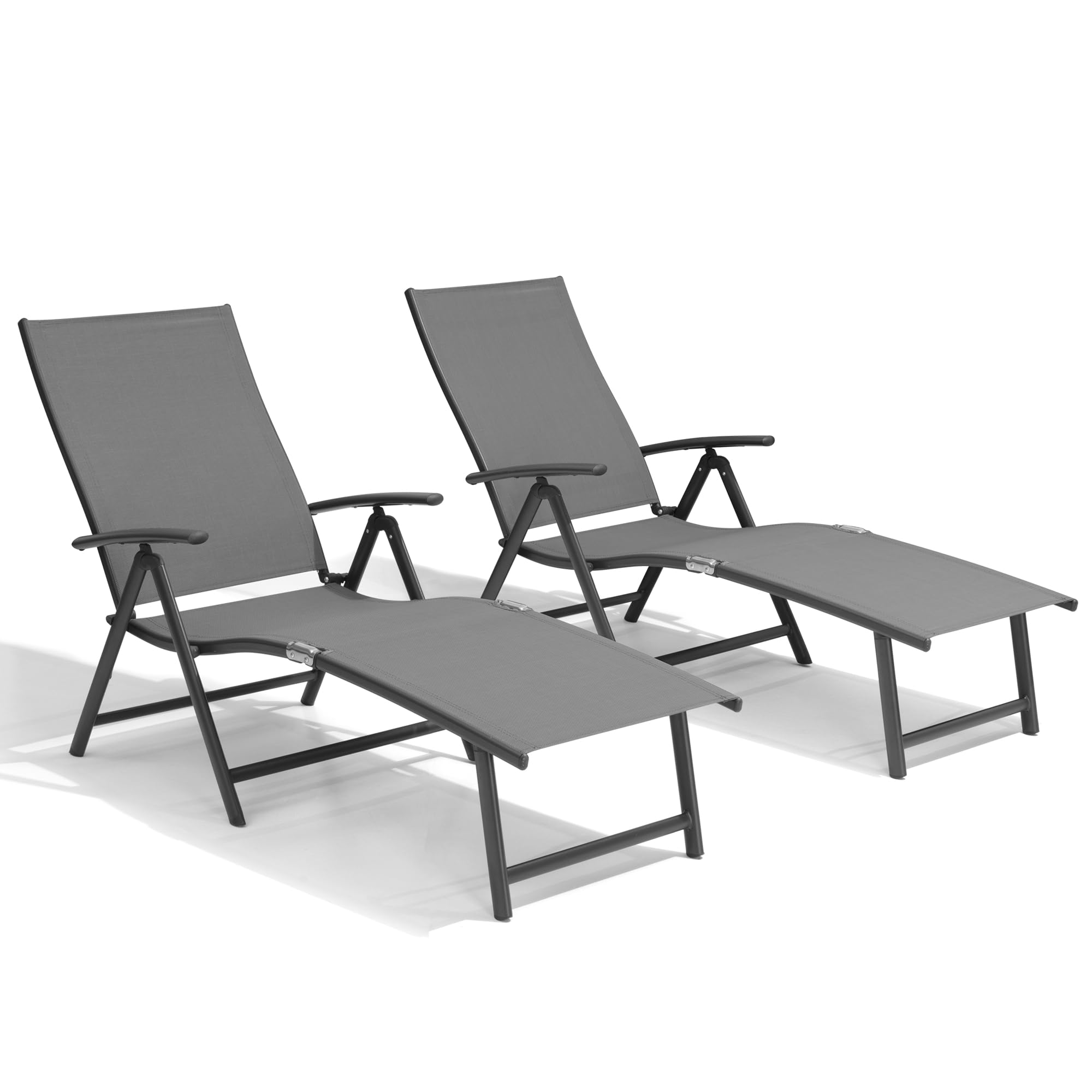 Crestlive 2-Pack Aluminum Folding Chaise Lounge Chairs - Adjustable 8-Position Outdoor Recliners for Patio, Poolside, Beach & Backyard - No Assembly Required - Perfect for Sunbathing, Relaxing & Outdoor Lounging