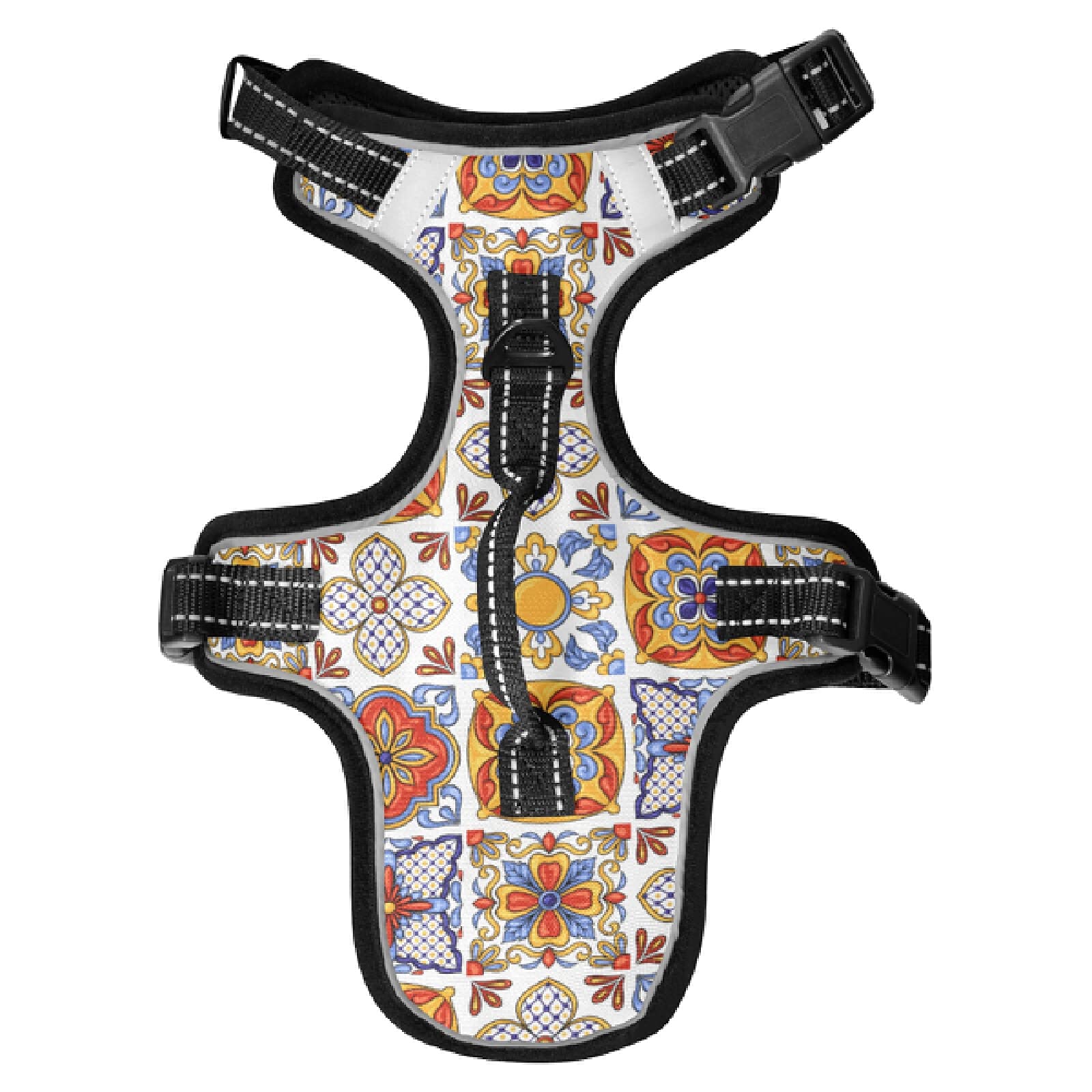 Mexican Talavera No-Pull Dog Harness - Reflective Adjustable Pet Vest for Small/Medium Dogs & Cats | Breathable Puppy Harness for Walking, Running & Outdoor Adventures