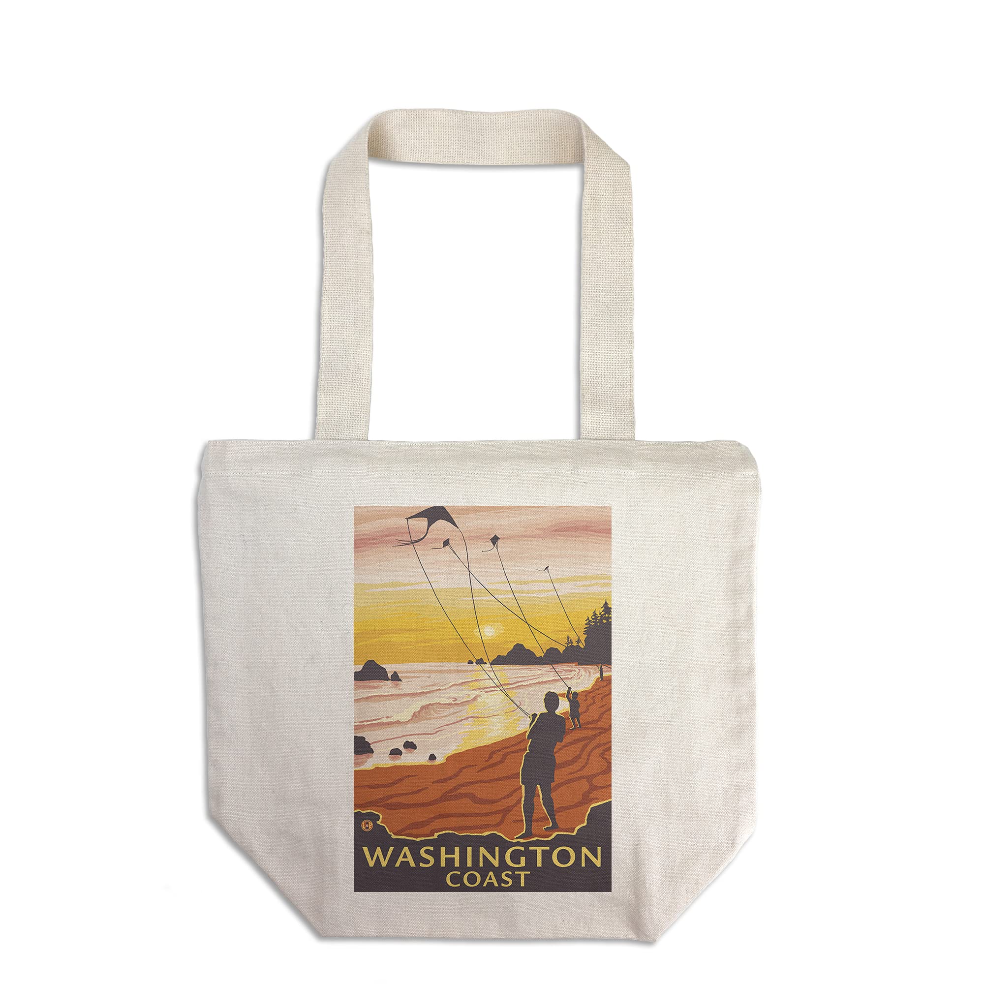 Lantern Press Beach and Kites Washington Coast - 100% Cotton Canvas Reusable Tote Bag for Shopping, Beach Trips & Daily Use
