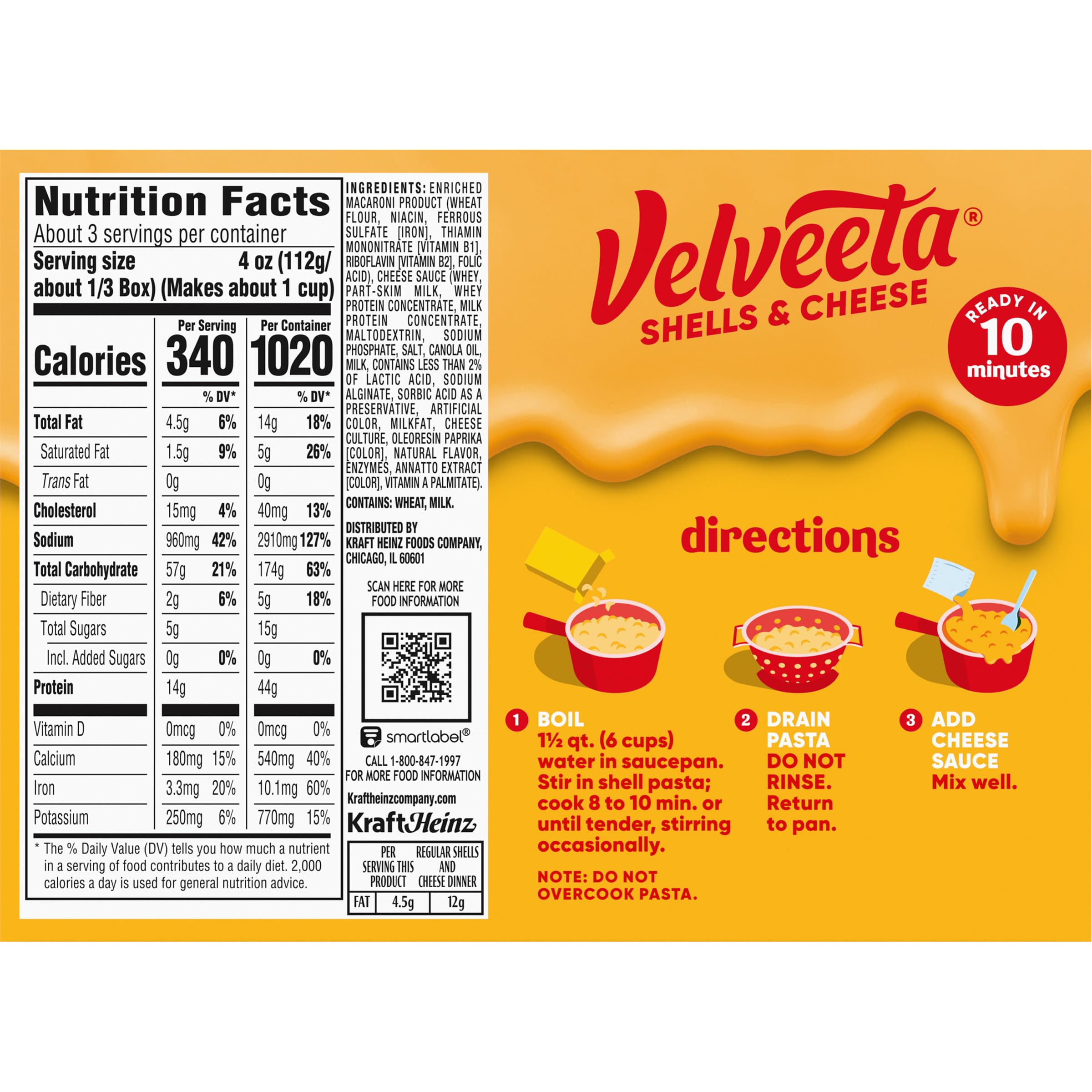 Velveeta Shells & Cheese Pasta with Creamy Cheese Sauce | 12 oz Box | Easy Microwave Meal for Kids & Quick Dinner Ideas | Perfect for Busy Weeknights, School Lunches & Comfort Food Cravings