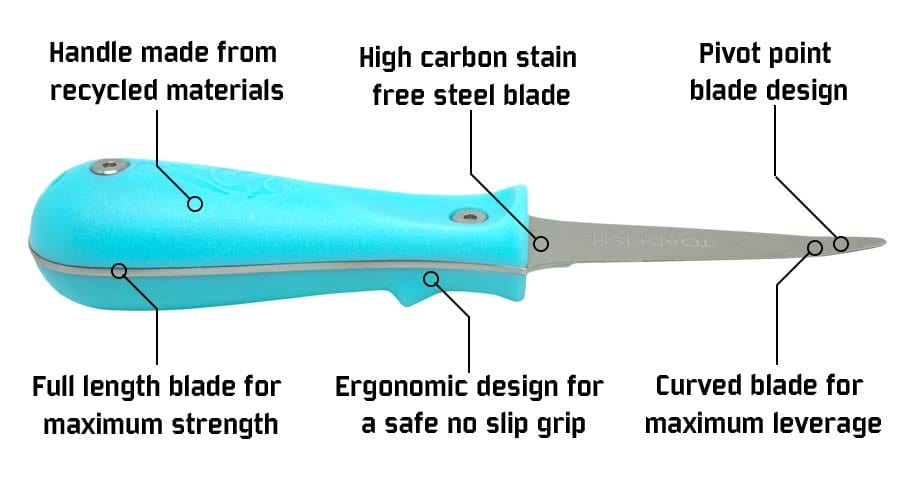 Toadfish Outfitters Premium Oyster Knife - Stainless Steel Shellfish Shucking Tool for Oysters, Clams & Seafood - Perfect for Home Chefs, Beach Parties & Seafood Restaurants