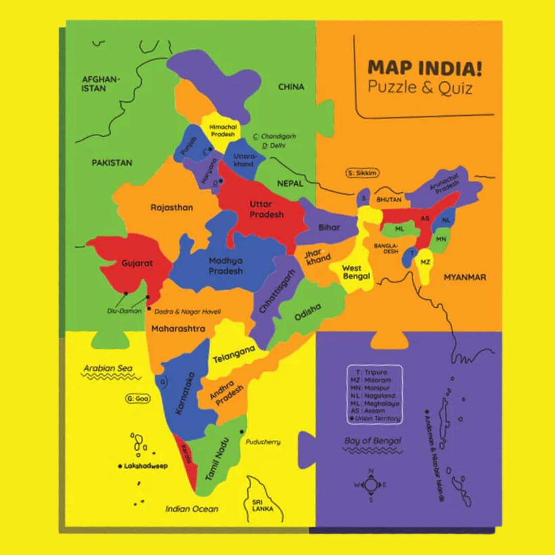 Storio EVA Foam India Map Puzzle for Kids - Educational Geography Learning Toy with Fun Fact Cards - STEM Jigsaw Puzzle for Ages 4-8 - Perfect Birthday Gift for 4-8 Year Old Boys & Girls - Great for Classroom, Homeschool & Family Game Night