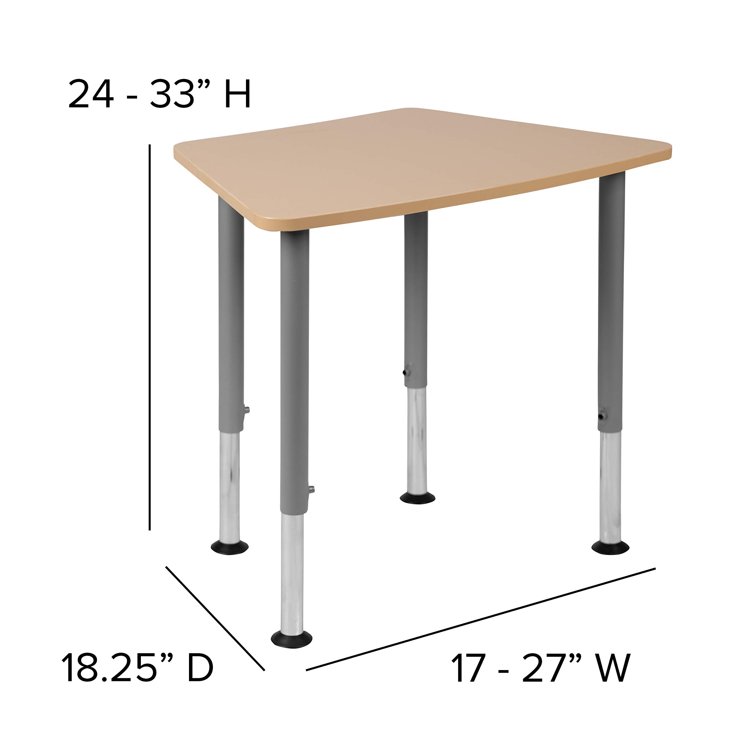 EMMA + OLIVER Hex Natural Collaborative Adjustable Student Desk for Home & Classroom - Ergonomic Study Table for Kids, Teens & Adults - Perfect for Homeschooling, Online Learning & Office Workspace