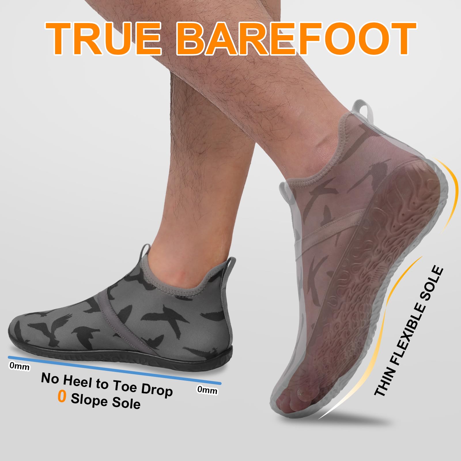 SKASO Barefoot Water Shoes for Women & Men - Lightweight Quick-Dry Mesh Non-Slip Beach Socks - Perfect for Swimming, Surfing, Yoga and Outdoor Activities