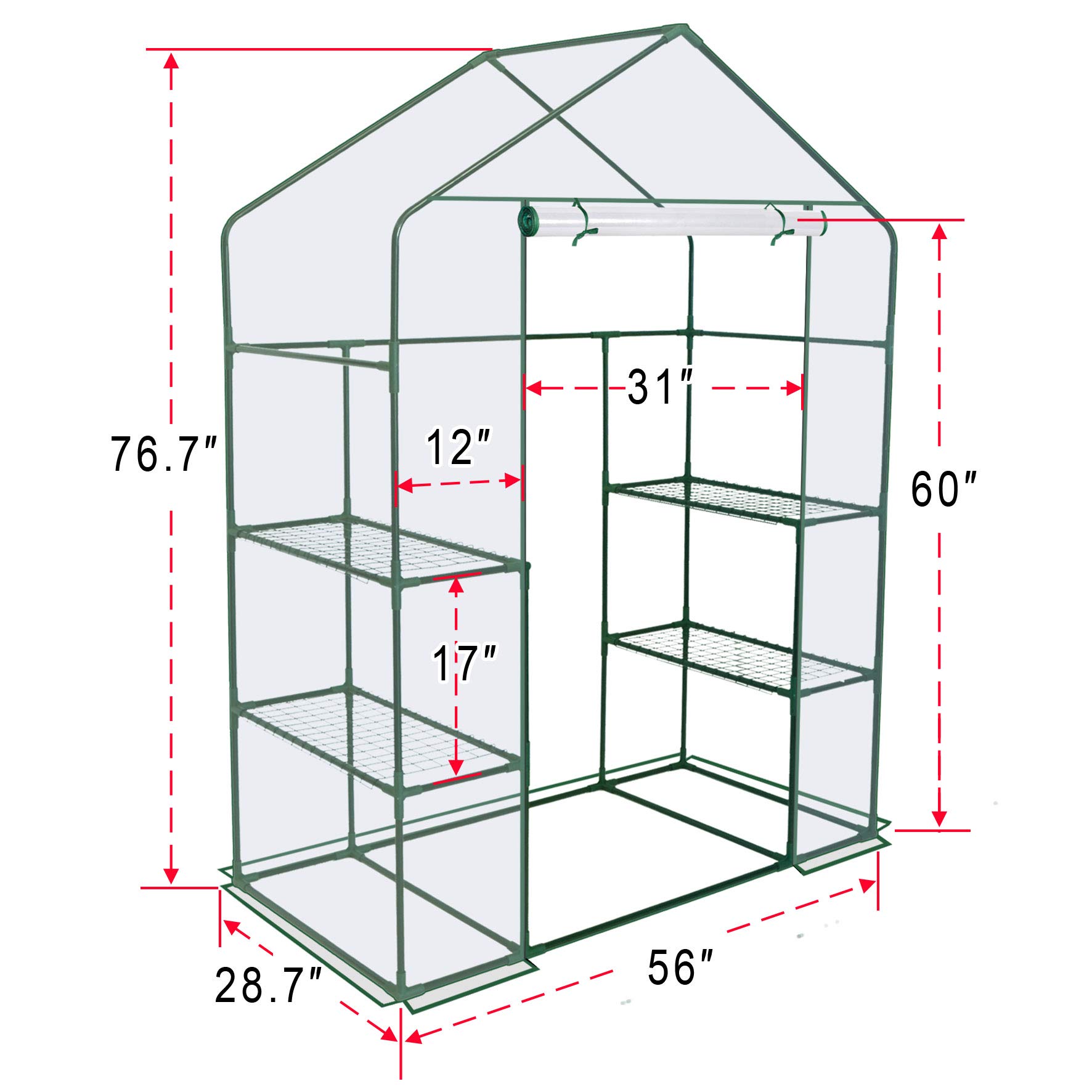 Strong Camel Mini Walk-in Greenhouse for Outdoor Plants - UV Protected, Sturdy Shelves (56