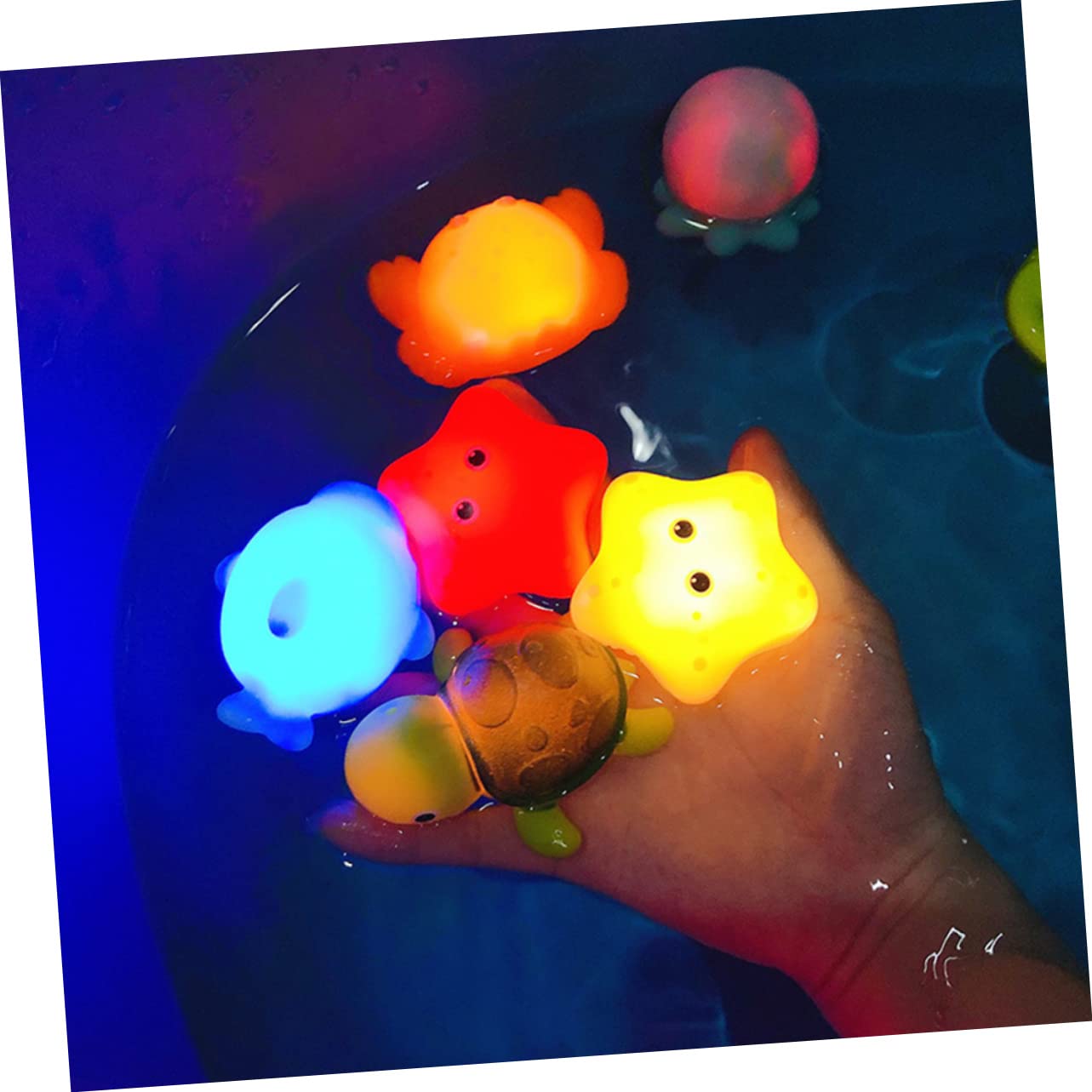 iFundom 3 Sets Glow in The Dark Fishing Net Bath Toys - Fun Aquatic Animal Figures for Kids Bathtime Play, Pool Party & Sensory Learning Activities