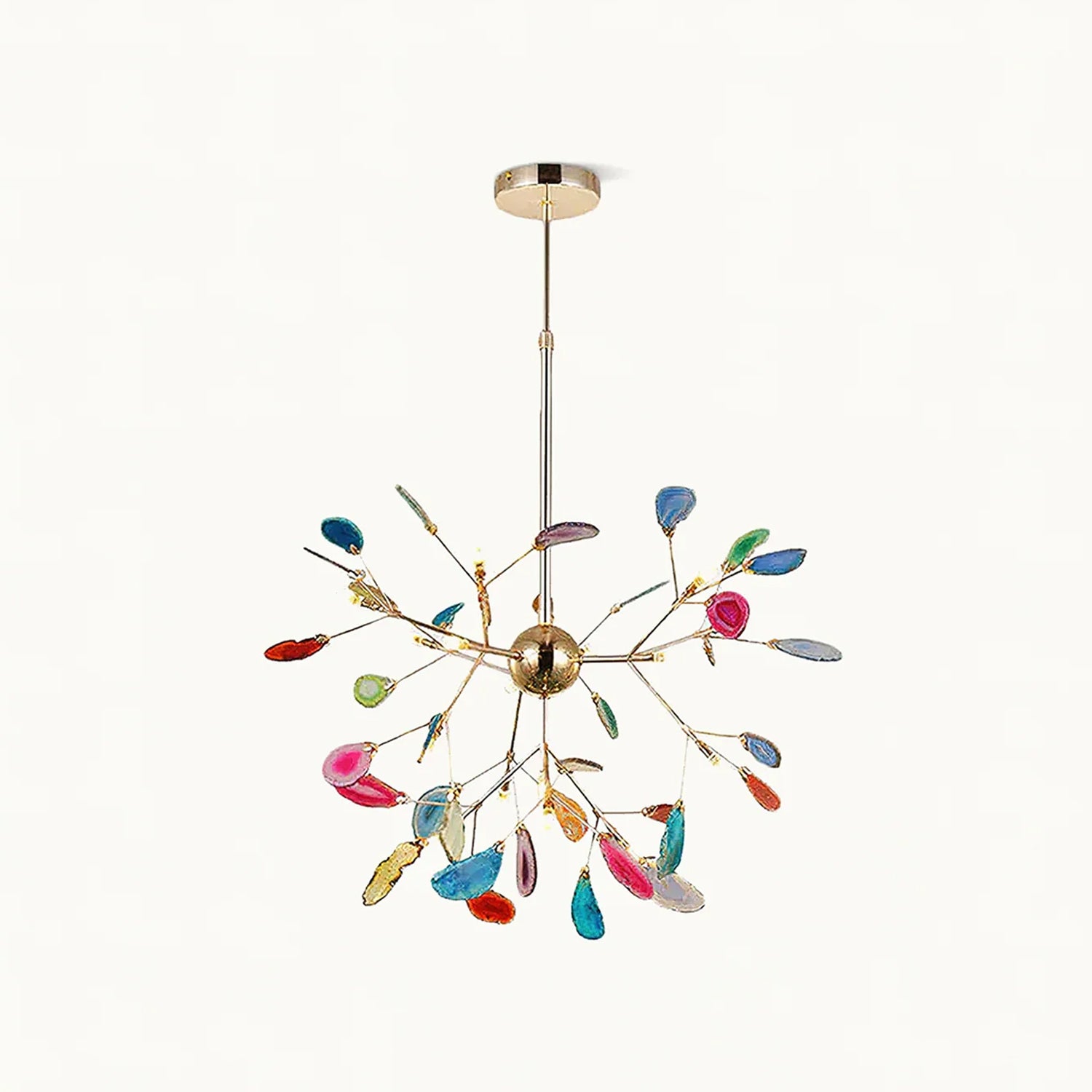 Agate Flake Chandelier - Elegant Natural Stone Crystal Ceiling Light Fixture for Dining Room, Living Room, Bedroom Decor | Modern Luxury Home Lighting