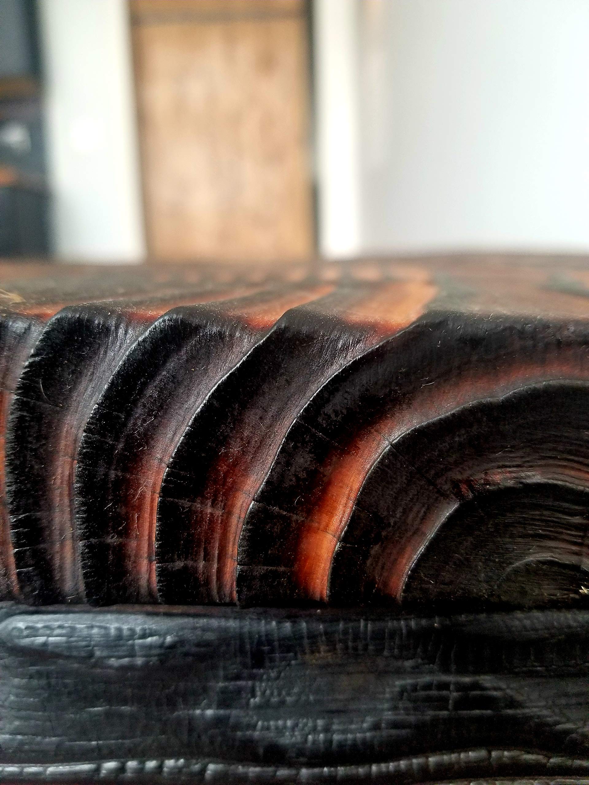 Handcrafted Shou Sugi Ban Charred Wood Coffee Table - Modern Industrial Steampunk Design - Red Wood Finish - 45x21 Inches - Perfect for Living Room, Office, or Lounge Decor