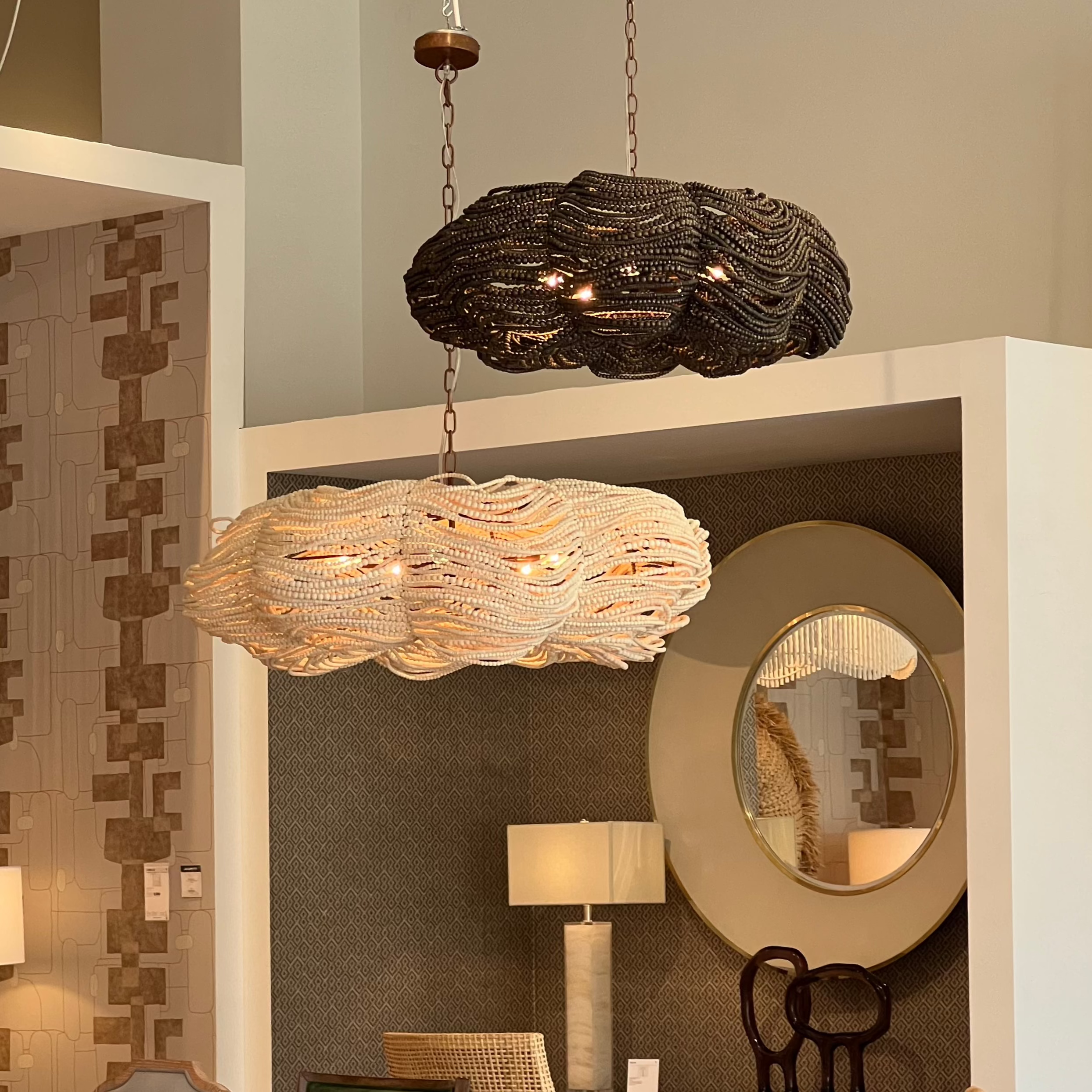 Kira Chandelier with White Wood Beads - Multiple Size & Style Options | Perfect for Dining Room, Bedroom & Living Room Lighting