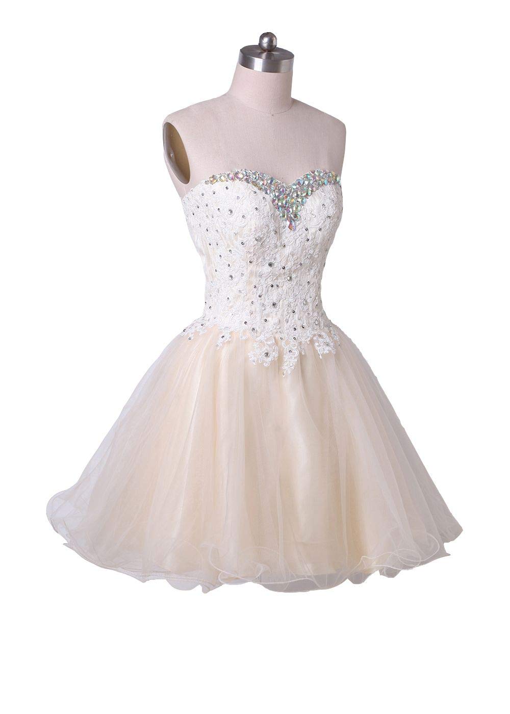 Sweetheart Neckline Beaded Lace Cocktail Dress for Girls - Perfect for Homecoming, Prom, and Special Occasions