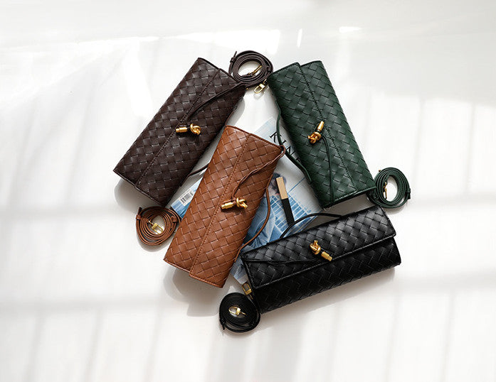 Handmade Woven Leather Clutch Purse for Women - Elegant Crossbody Bag for Evening Parties, Weddings & Date Nights | Durable Genuine Leather Small Handbag