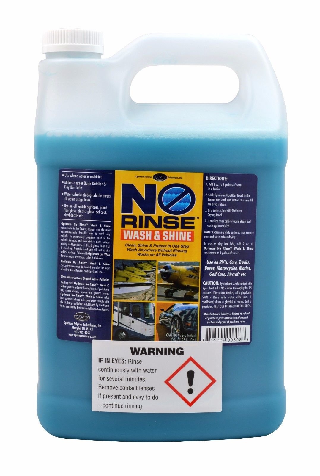 Optimum No Rinse Wash & Shine (ONR) - 1 Gallon Concentrated Car Wash Solution for Waterless Cleaning, Detailing & Shine Protection - Perfect for Home, Garage & Mobile Car Detailing