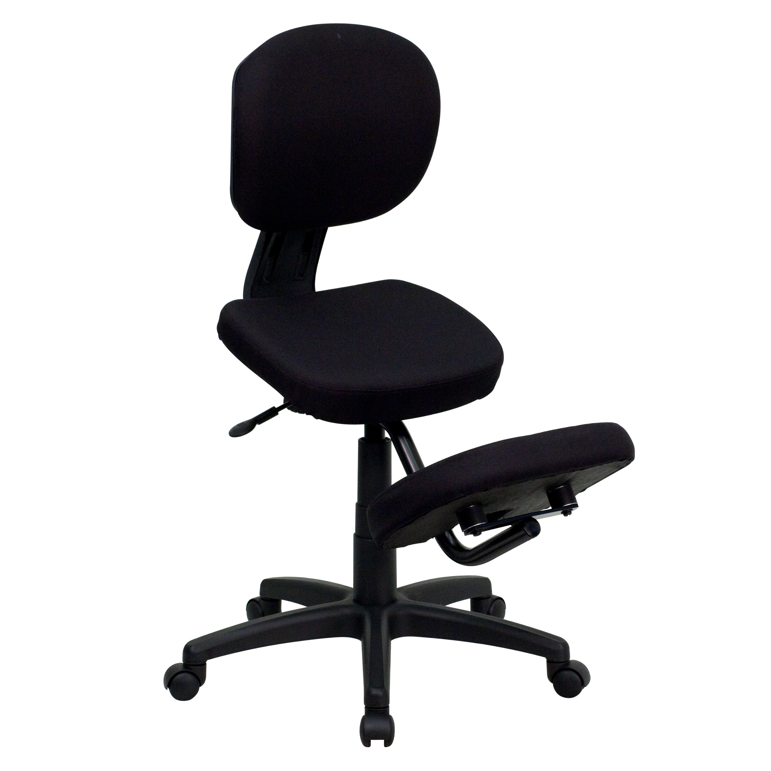 Ergonomic Kneeling Office Chair - Adjustable Posture Support Black Fabric Task Chair for Home & Office Workspace