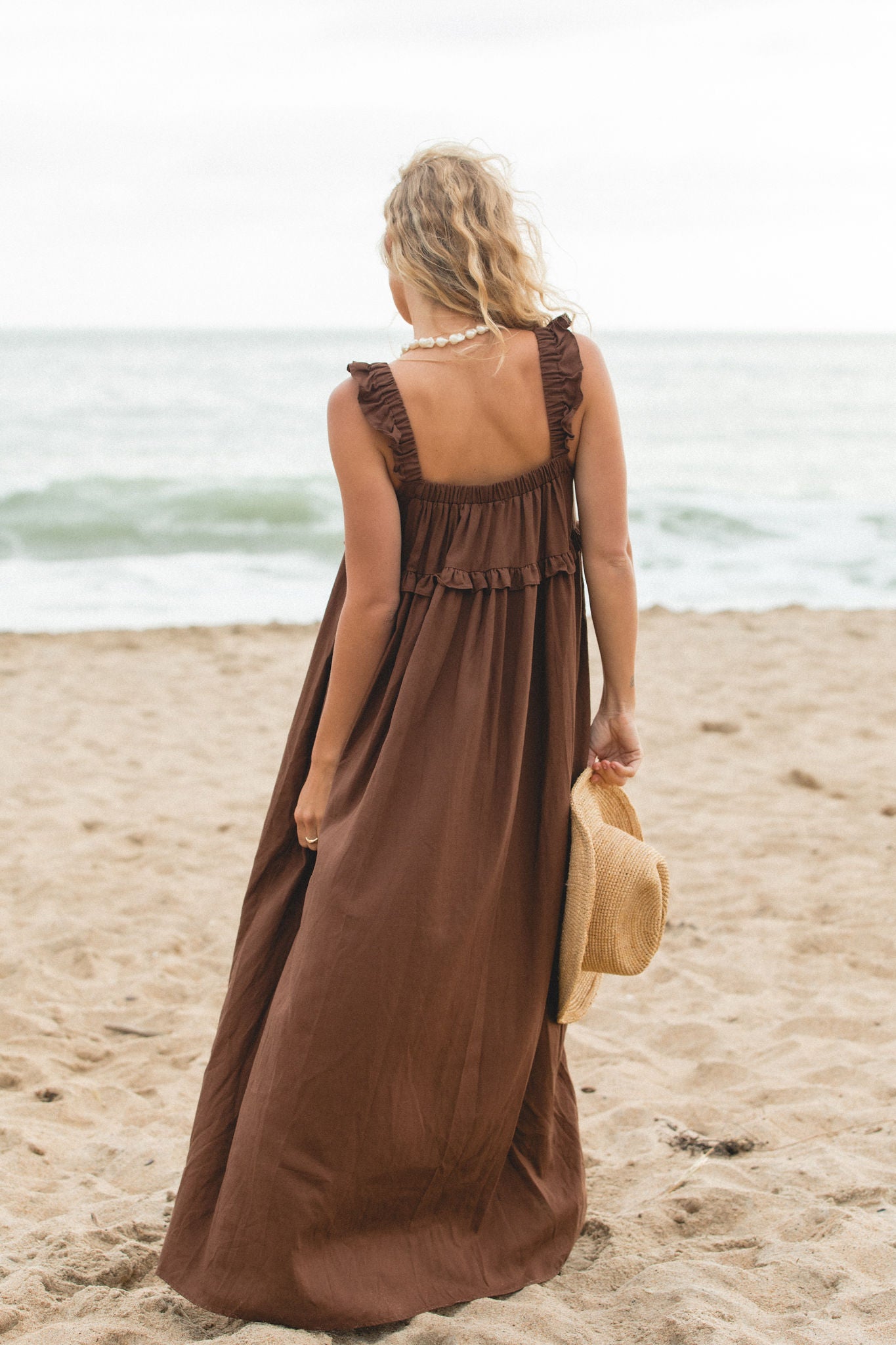 Drift Linen Blend Maxi Dress for Women - Breathable Summer Beach Dress with Pockets | Boho Chic Flowy Long Dress for Vacation, Wedding Guest, or Casual Outings