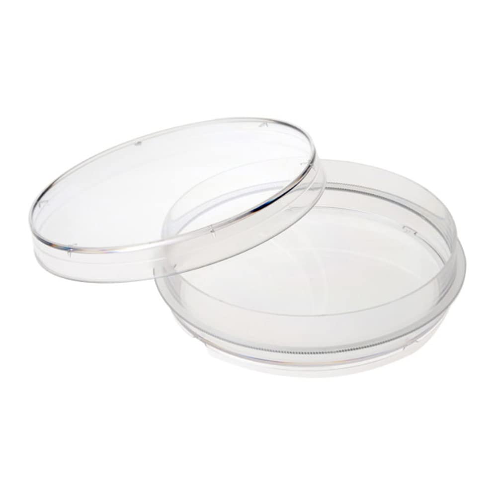 Celltreat 229620 Sterile Tissue Culture Treated Dish with Grip Ring - 100mm Diameter x 20mm Height, 15-16mL Working Volume (Case of 300) - Ideal for Cell Culture, Microbiology Research & Laboratory Experiments