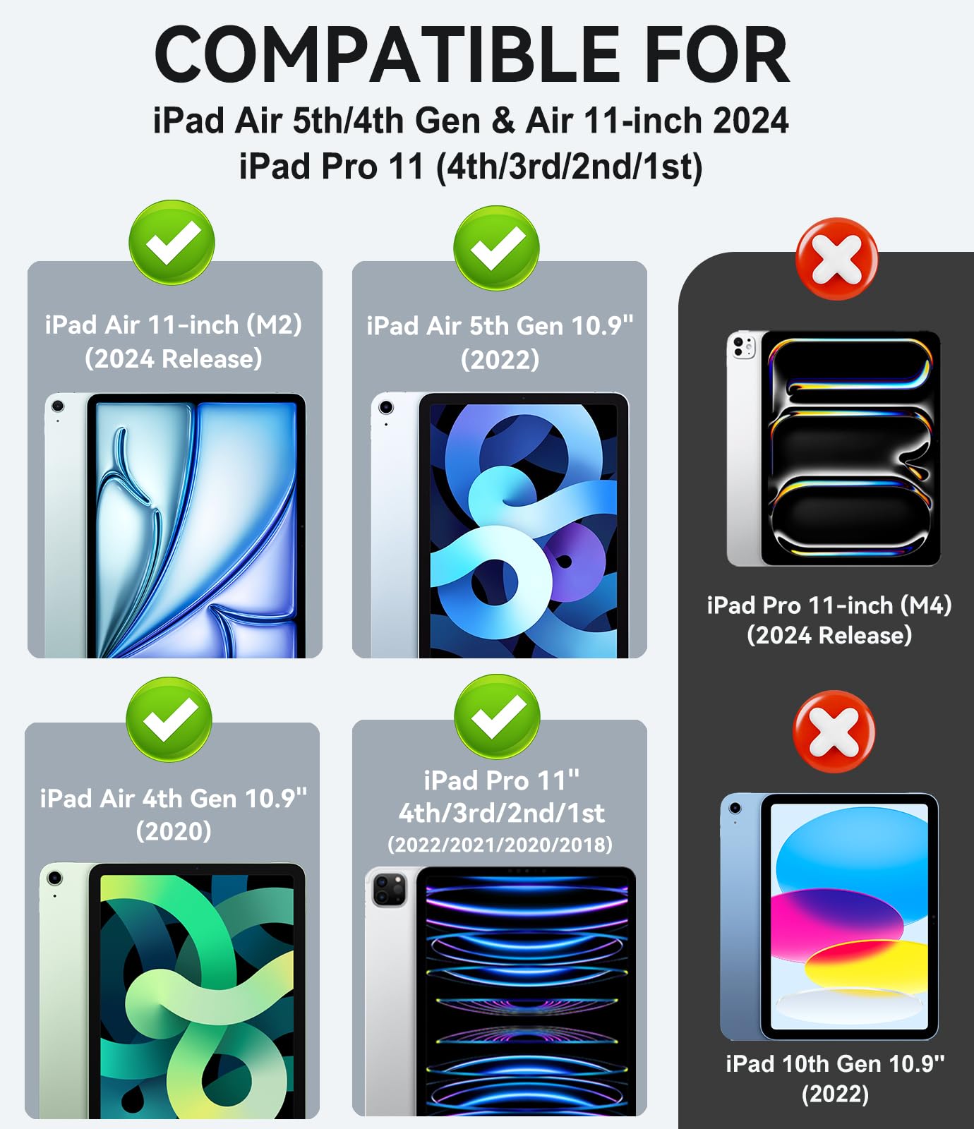 Premium Leather Case for iPad Air 11-inch M2 (2024) & iPad Pro 11 (1st-4th Gen) - Multi-Angle Stand with Apple Pencil Holder & Storage Pocket, Marble Green - Perfect for Work, Travel & Home Office Use