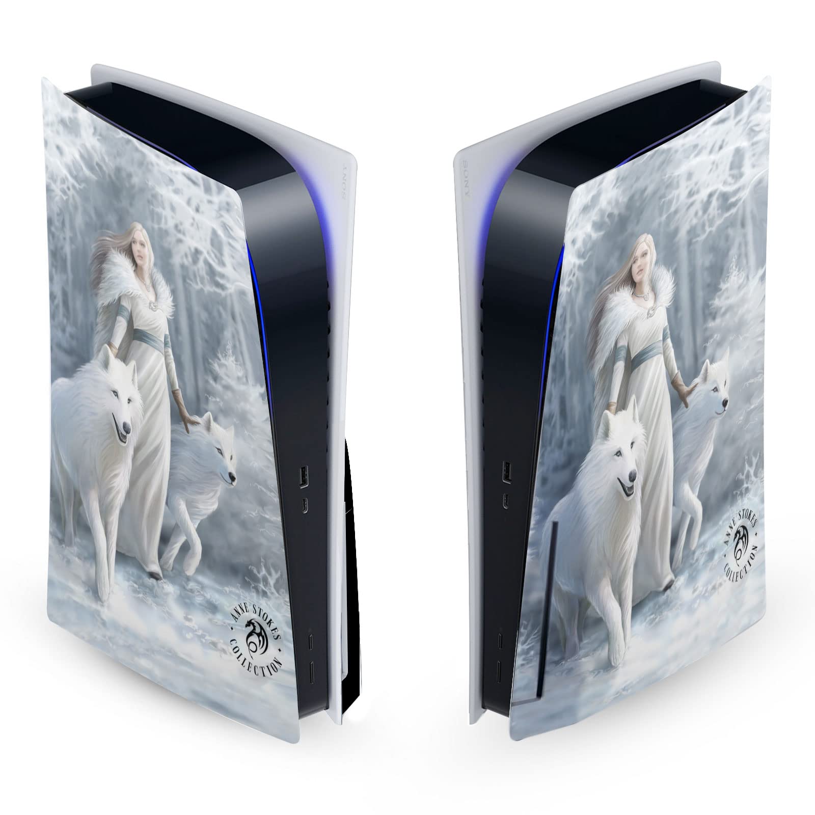 Official Anne Stokes Winter Guardian Art Vinyl Skin Decal Sticker Cover Compatible with Sony PlayStation 5 PS5 Disc Edition Console - Gaming Accessory for Customization & Protection