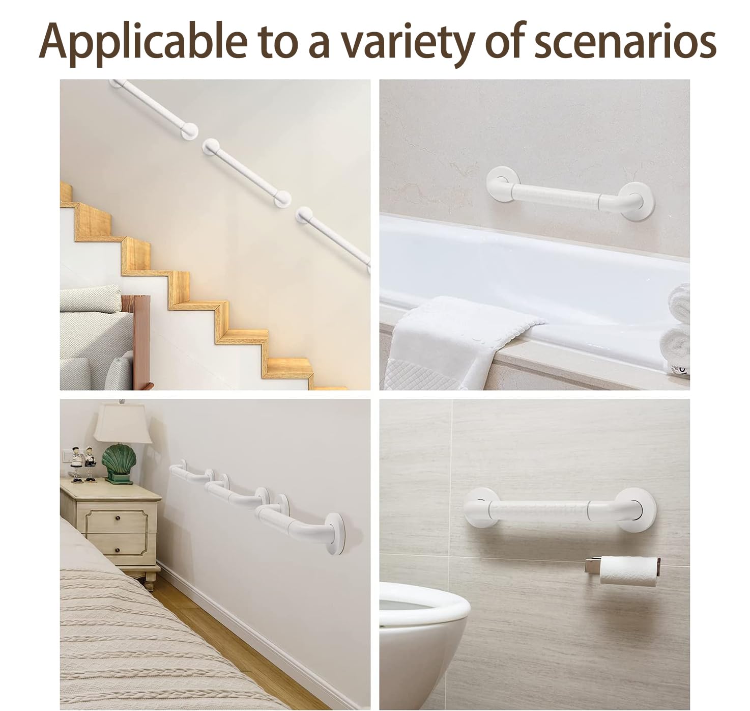 16 Inch Shower Grab Bar for Seniors & Handicapped - Non-Slip Bathroom Safety Handle for Bathtubs & Showers - ADA Compliant White Shower Rail (Perfect for Elderly Safety & Mobility Assistance)
