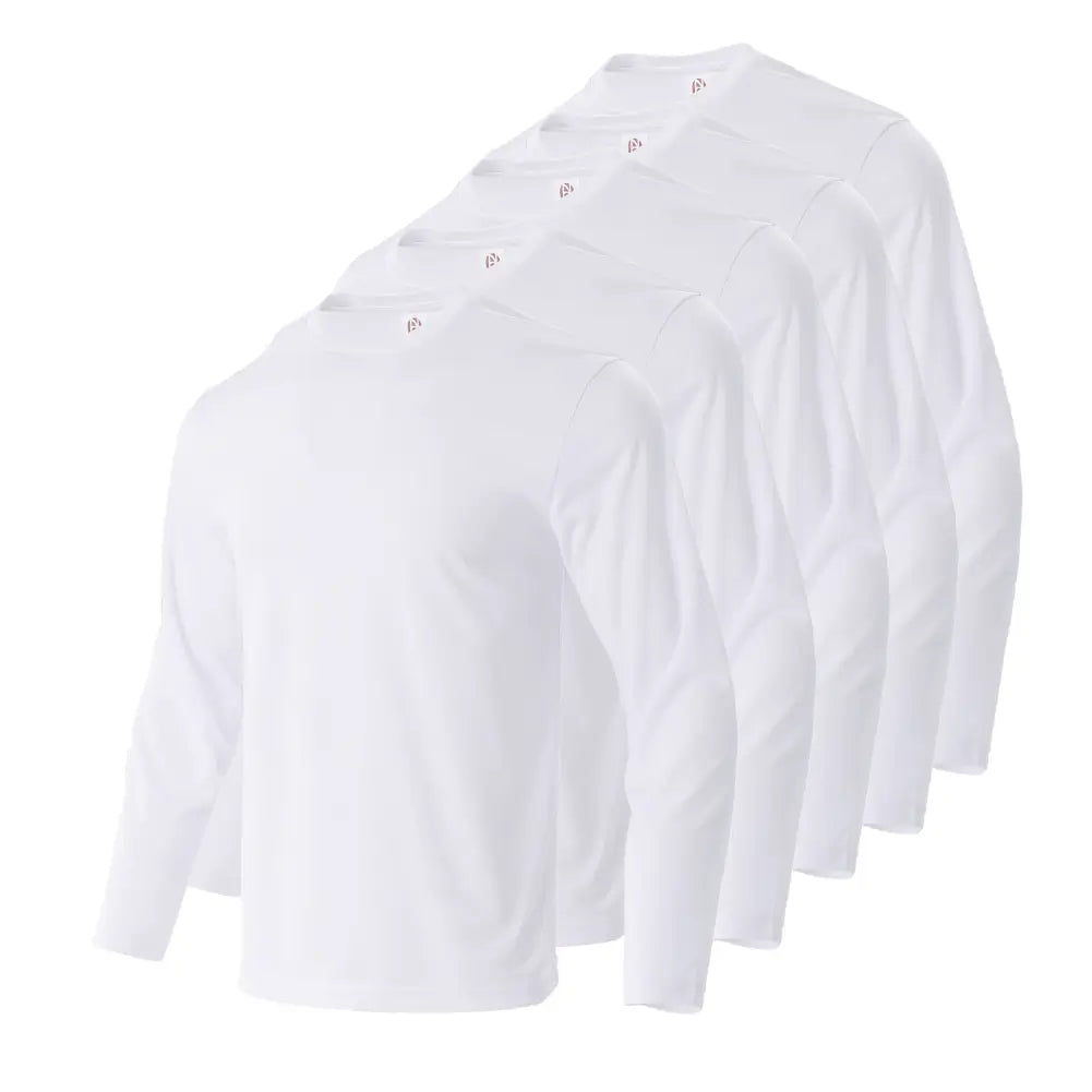 5 Pack Men's Long Sleeve T-Shirts - Soft Cotton Crew Neck Casual Shirts for Everyday Wear | Office, Gym, Travel & Outdoor Activities