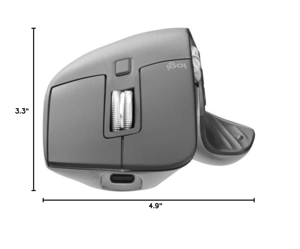 Logitech MX Master 3S Wireless Bluetooth Mouse for Mac - Ergonomic Design, Ultra-Fast Scrolling, 8000 DPI Precision, Silent Clicks, Glass Tracking - Compatible with MacBook, iPad (Space Gray) - Perfect for Office Work, Graphic Design & Video Editing