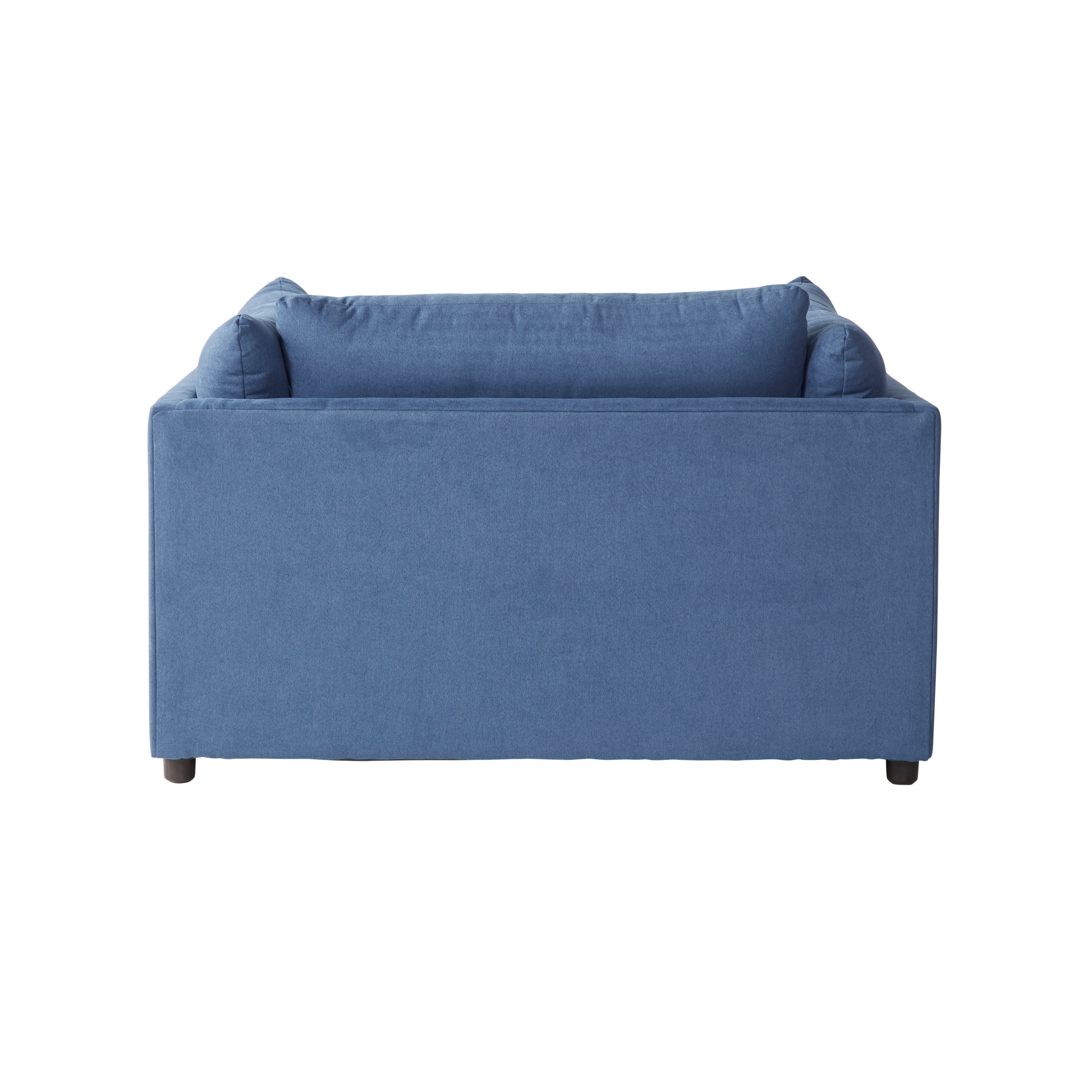 Roundhill Furniture Enda Pillow Back Fabric Sofa and Cuddler Chair Set - Navy Blue Living Room Collection for Cozy Family Gatherings & Relaxation