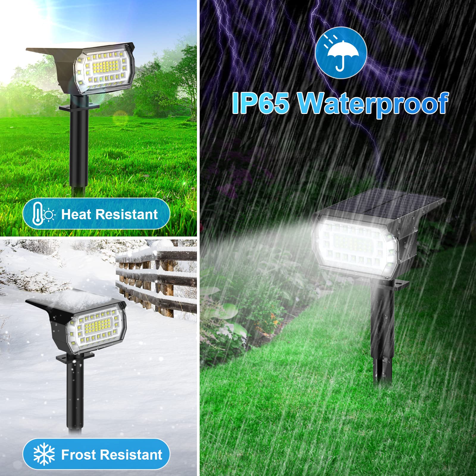 57 LED Solar Spot Lights Outdoor 10 Pack - IP65 Waterproof Solar Landscape Spotlights with 3 Modes - Solar Powered Garden Yard Lights for Patio, Pathway, Pool (Cold White) - Perfect for Outdoor Decoration, Landscape Lighting & Nighttime Safety