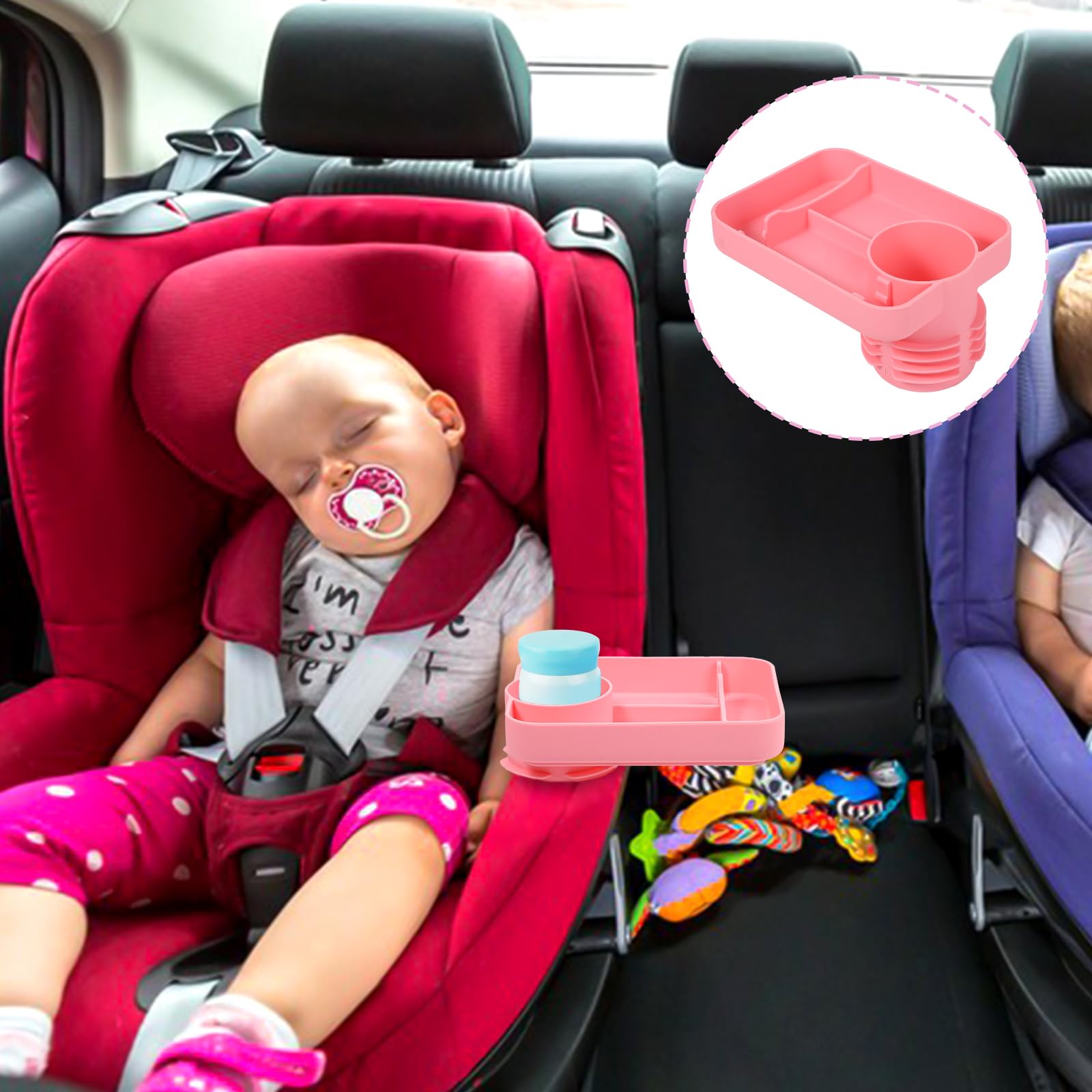 360° Rotating Silicone Snack Tray for Kids Car Seat - Pink | Travel & Cinema Use