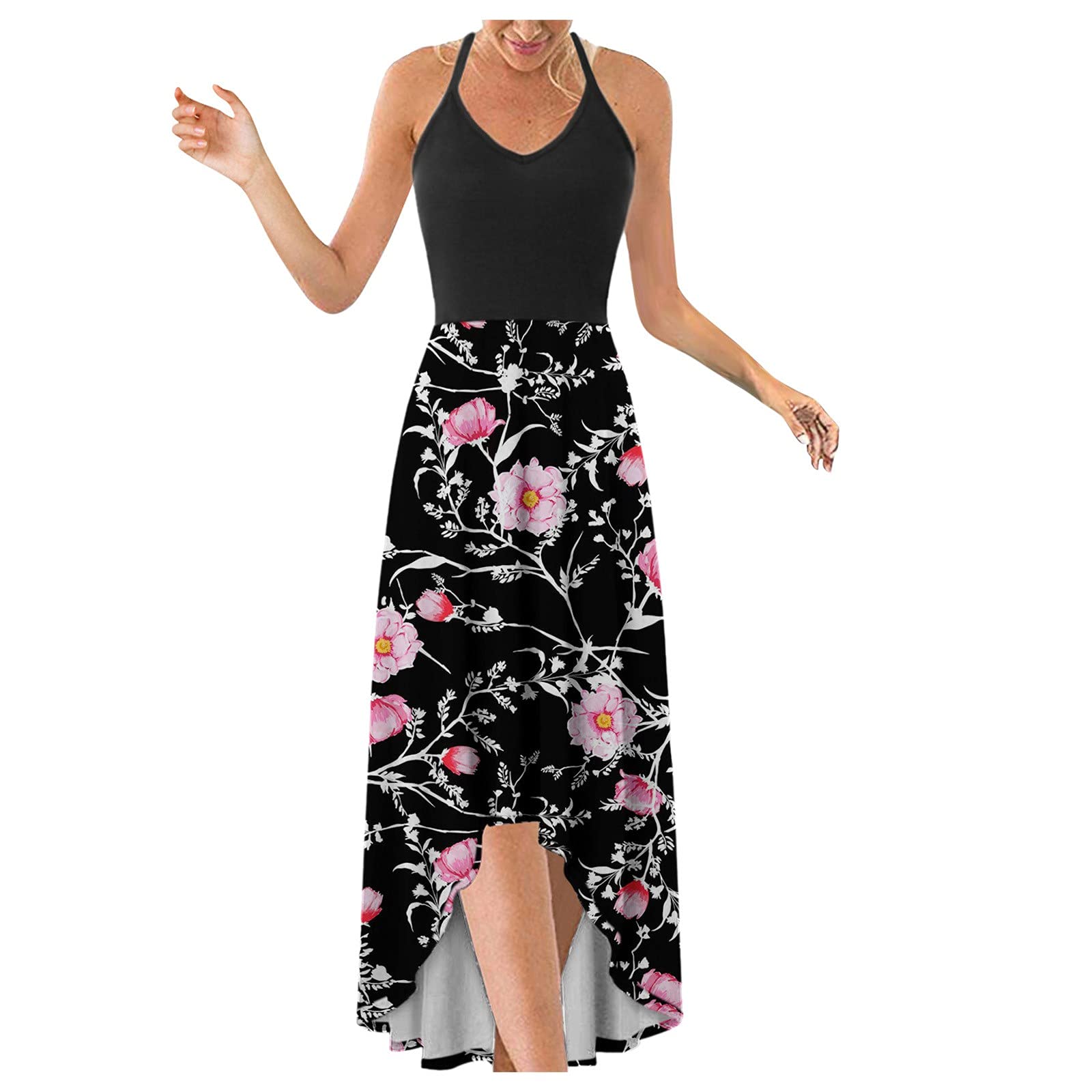 Elegant Women's Summer Casual Spaghetti Strap Maxi Dress - Sleeveless Plus Size Long Dress with Pockets | Perfect for Beach Vacations, Date Nights & Outdoor Parties