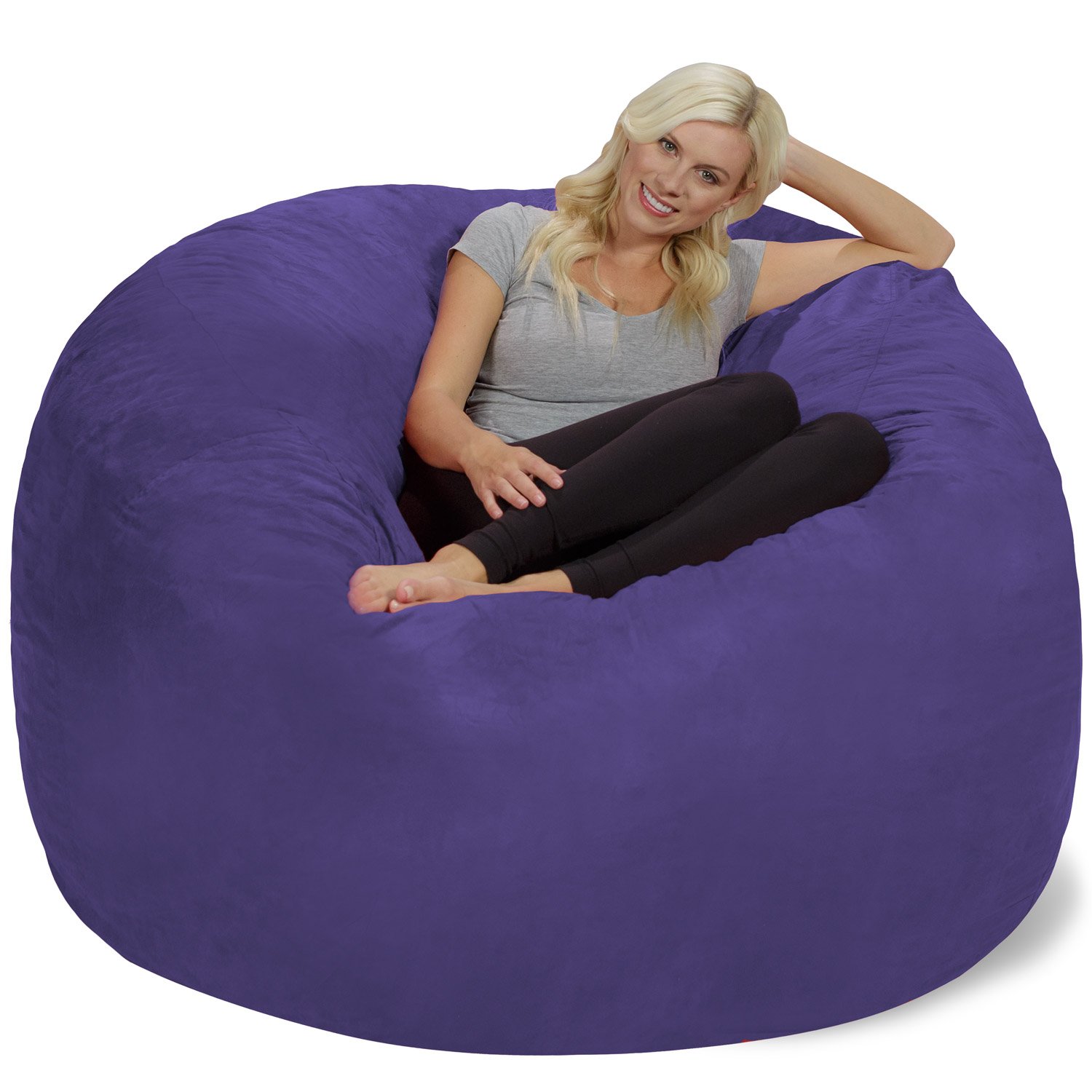 Chill Sack Giant 6-Foot Memory Foam Bean Bag Chair - Ultra Soft Microfiber Cover, Purple | Perfect for Living Rooms, Game Rooms & Dorm Lounging