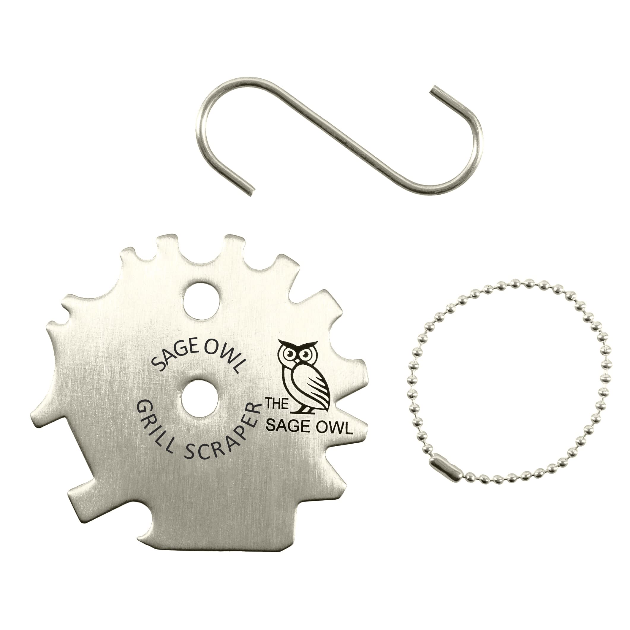 Sage Owl Bristle-Free Stainless Steel BBQ Grill Scraper with 21.5
