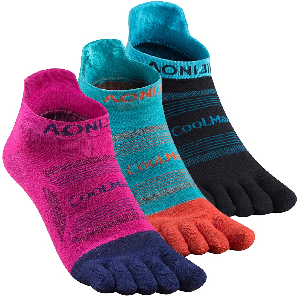 AONIJIE High Performance Five Toe Running Socks for Men & Women - Breathable Athletic Ankle Socks for Marathon, Trail Running & Workout