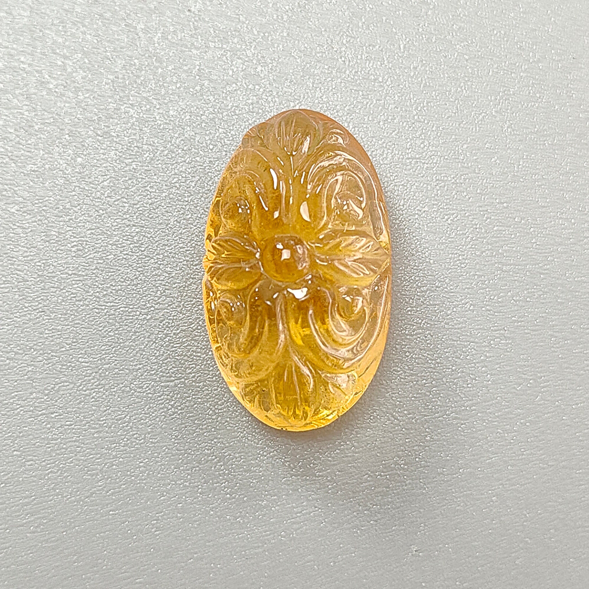Natural Untreated Yellow Citrine Gemstone - Hand Carved Oval Shape 1pc for Jewelry Making | Healing Crystal, Birthstone Gift, Meditation Stone, Energy Stone Collection
