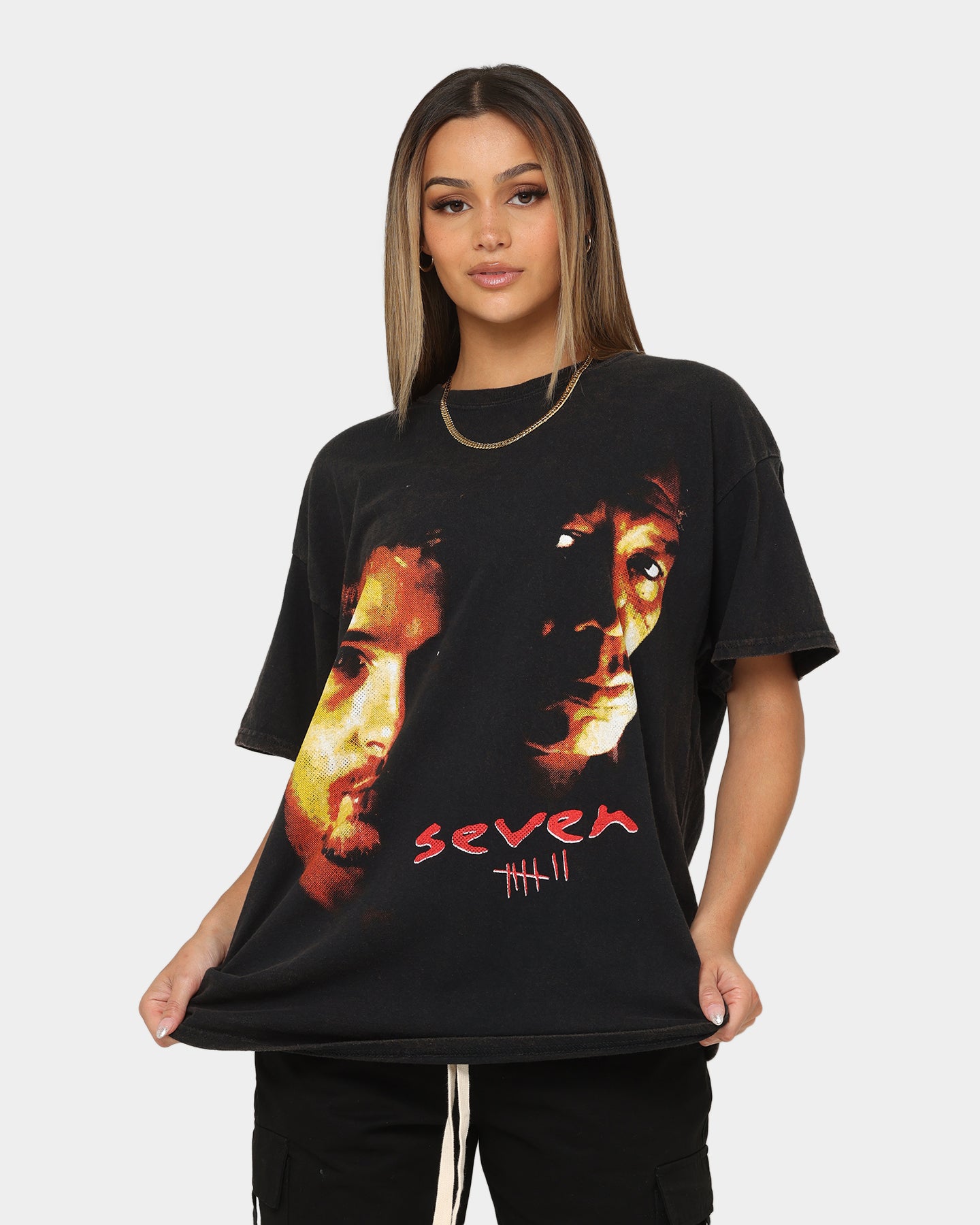 Vintage Black Wash T-Shirt by American Thrift & Seven Seven - Retro Style Cotton Tee for Men & Women - Perfect for Casual Wear, Street Fashion, and Vintage Outfits