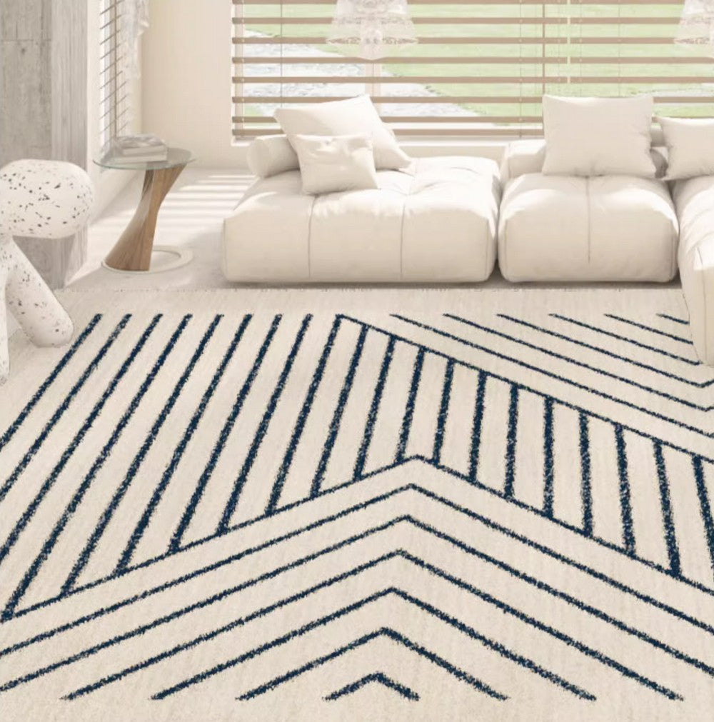 Modern Area Rugs for Living Room & Dining Room - Non-Slip Bohemian Striped Runner Rugs for Bedside & Bathroom - Soft Contemporary Home Decor for Cozy Spaces