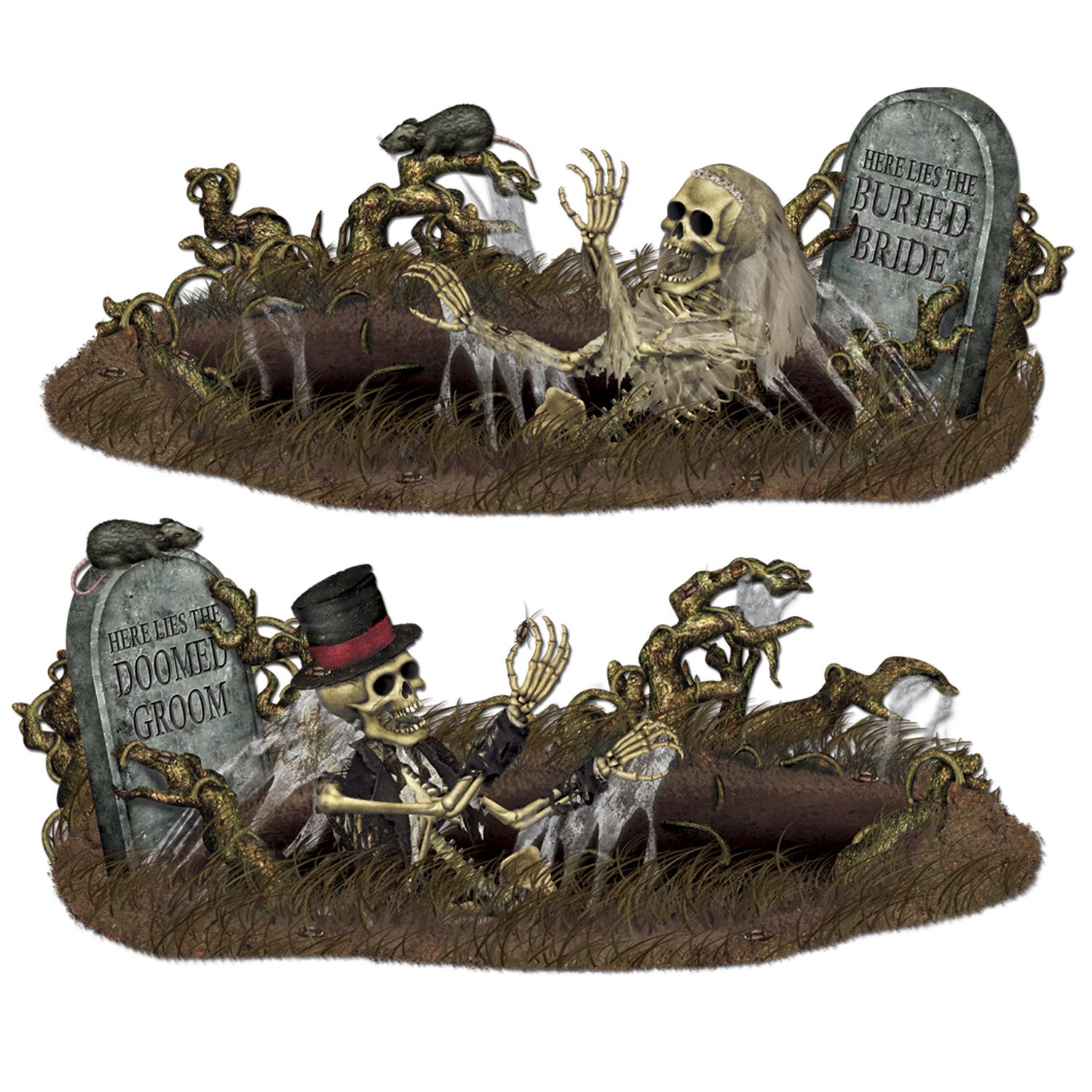 Spooky Doomed Groom and Buried Bride Halloween Props (Set of 12) - Perfect for Haunted Houses, Themed Parties & Horror Decor