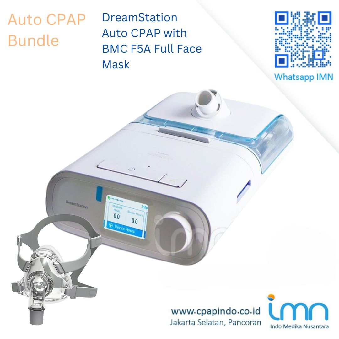 Philips DreamStation Auto CPAP Machine with BMC F5A Full Face Mask for Sleep Apnea Treatment - Comfortable Therapy for Home Use
