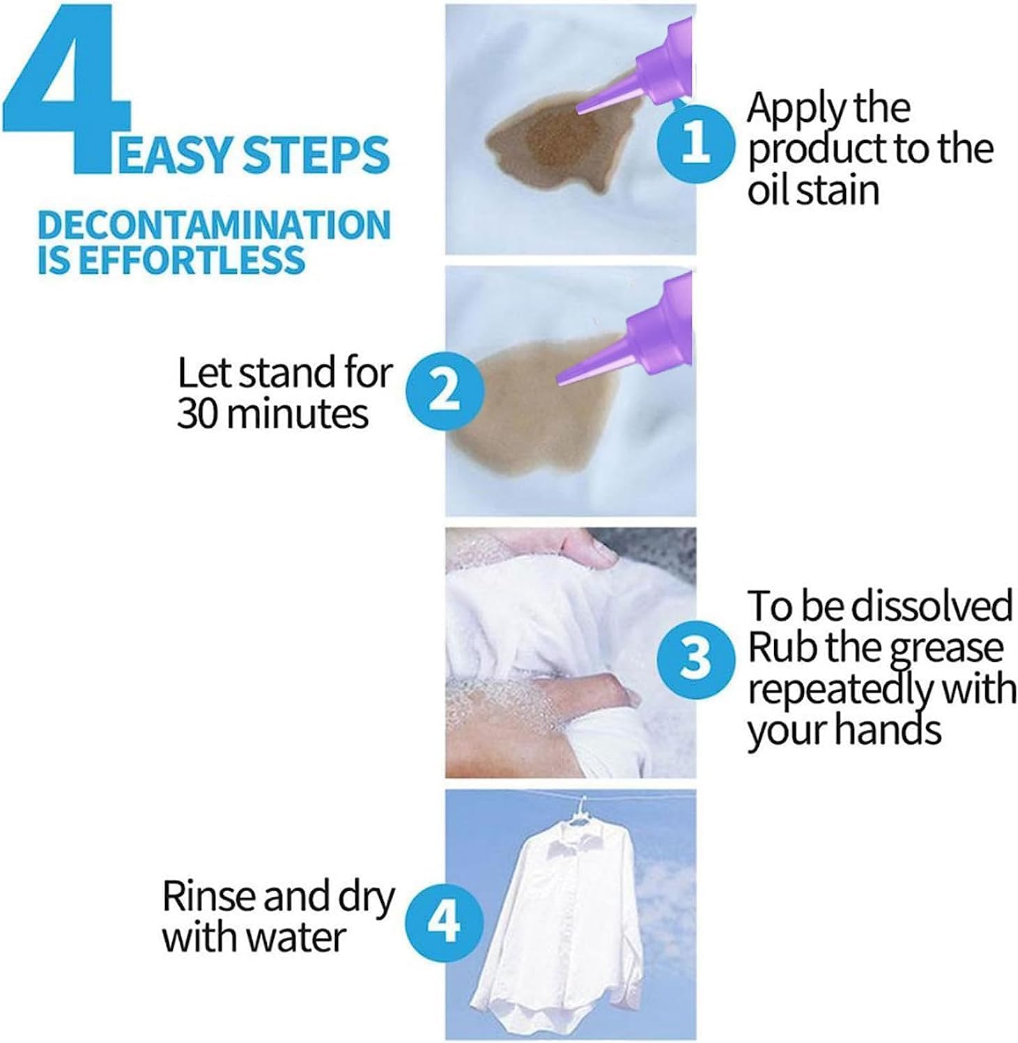 KESI Active Enzyme Laundry Stain Remover - Powerful Clothing Stain Treatment for Grease, Oil & Tough Stains | Deep Cleaning Detergent for All Textiles & White Shirt Protection (1 Pack) | Ideal for Home Laundry, Travel & Stain Emergency