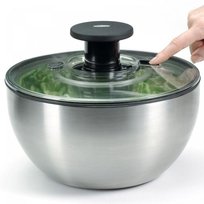 OXO Stainless Steel Salad Spinner - Large Capacity Kitchen Tool for Washing, Drying Greens & Herbs - Perfect for Salads, Meal Prep & Healthy Eating