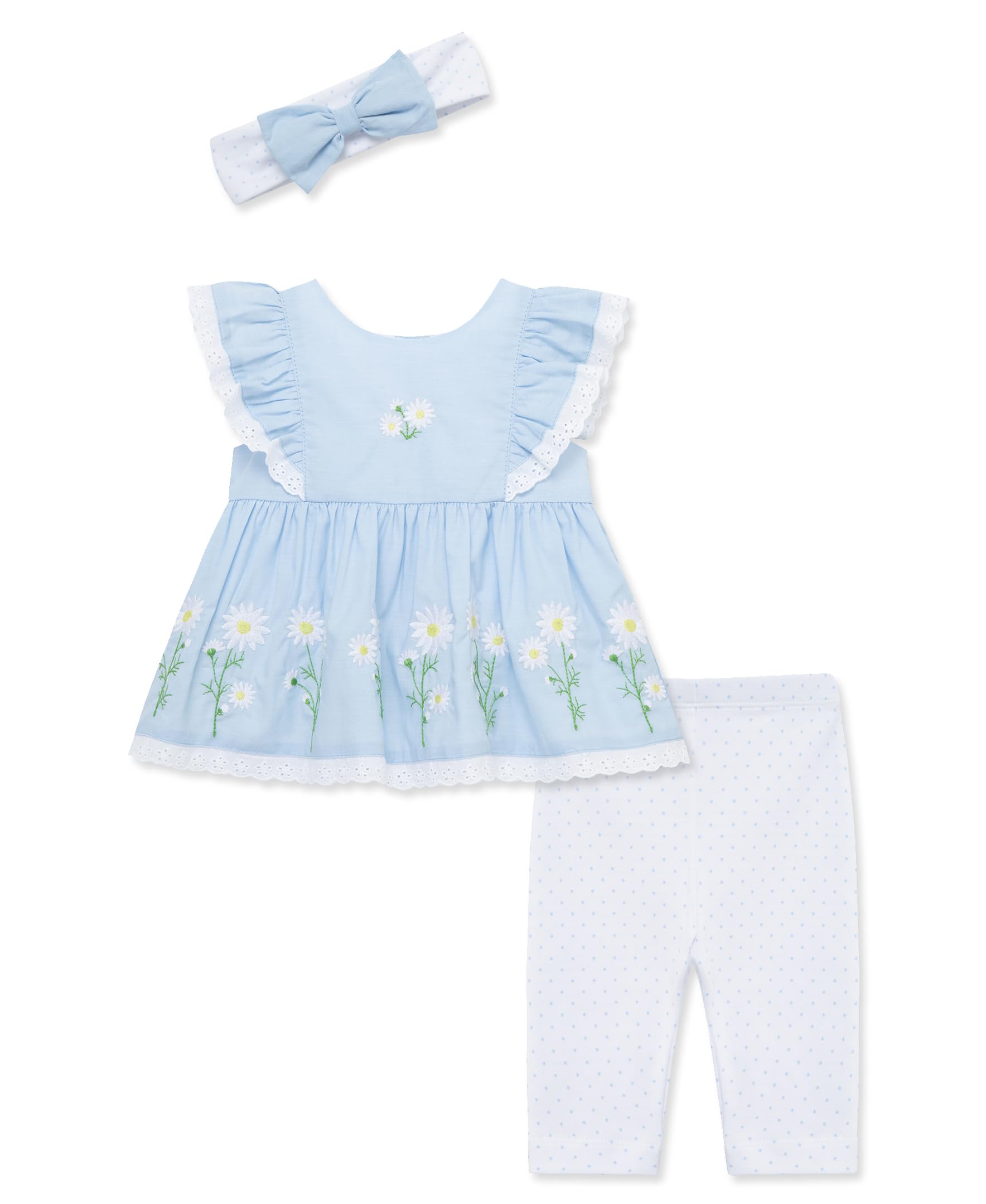 Little Me Baby Girls' 3-Piece Tunic, Pants & Headband Set | Soft Cotton Outfit for 3-24 Months | Perfect for Playdates, Family Photos & Special Occasions