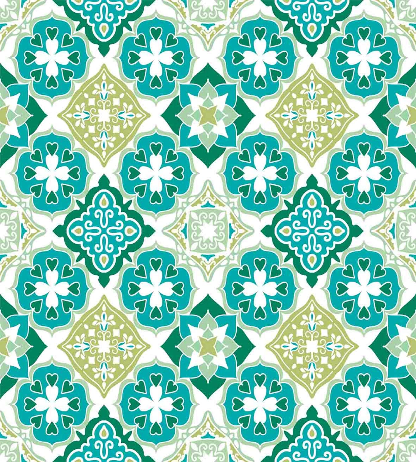 Ambesonne Moroccan Duvet Cover Set - Geometric Tile Pattern with Diagonal & Triangle Designs, 2-Pack King Size in Green, Teal & White | Includes 2 Duvet Covers & 4 Pillowcases | Perfect for Bohemian Bedroom Decor, Guest Rooms & Modern Home Styling