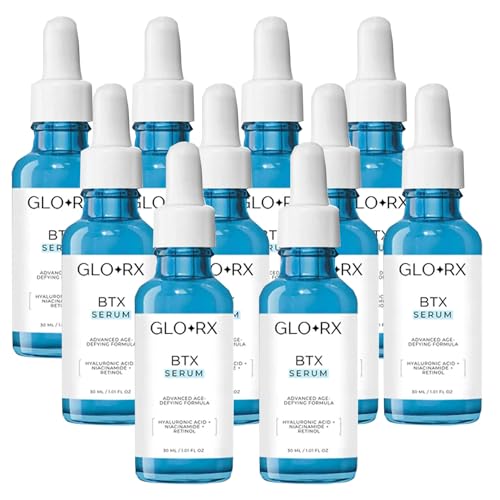GLO RX Botox Face Serum - Anti-Aging Facial Treatment for Fine Lines & Wrinkles | All Skin Types | 10pc Set | Perfect for Daily Skincare Routine & Nighttime Regimen