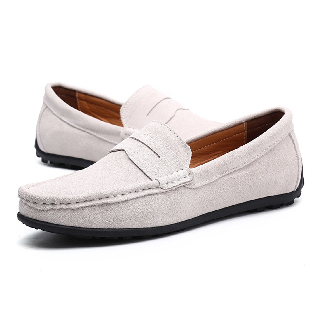 Stylish Men's Suede Leather Penny Loafers - Comfortable Slip-On Driving Moccasins & Boat Shoes for Casual Wear, Office, and Outdoor Activities