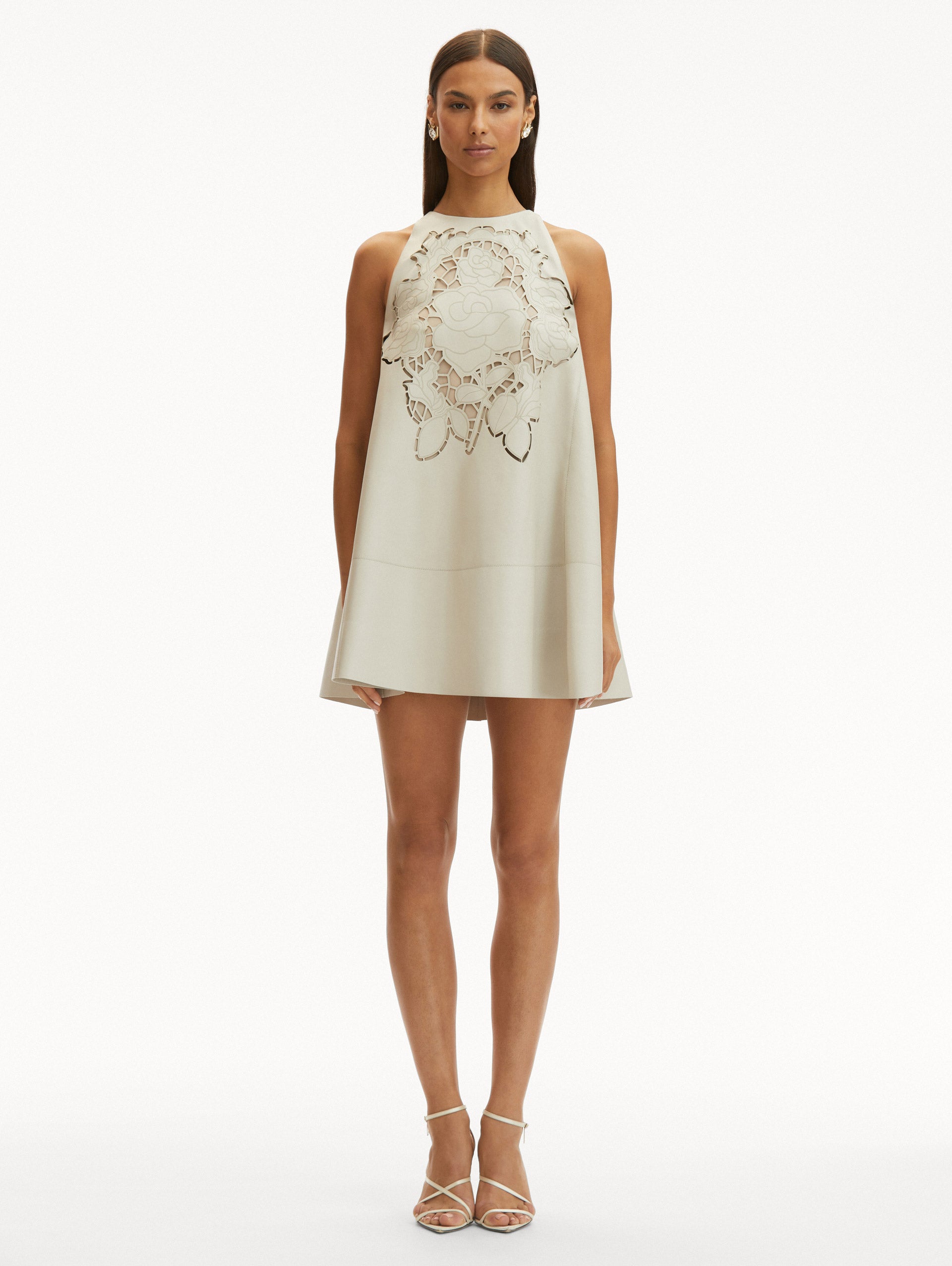 English Rose Cutout Leather Dress - Elegant Vintage Style for Women | Perfect for Evening Parties, Date Nights & Special Occasions
