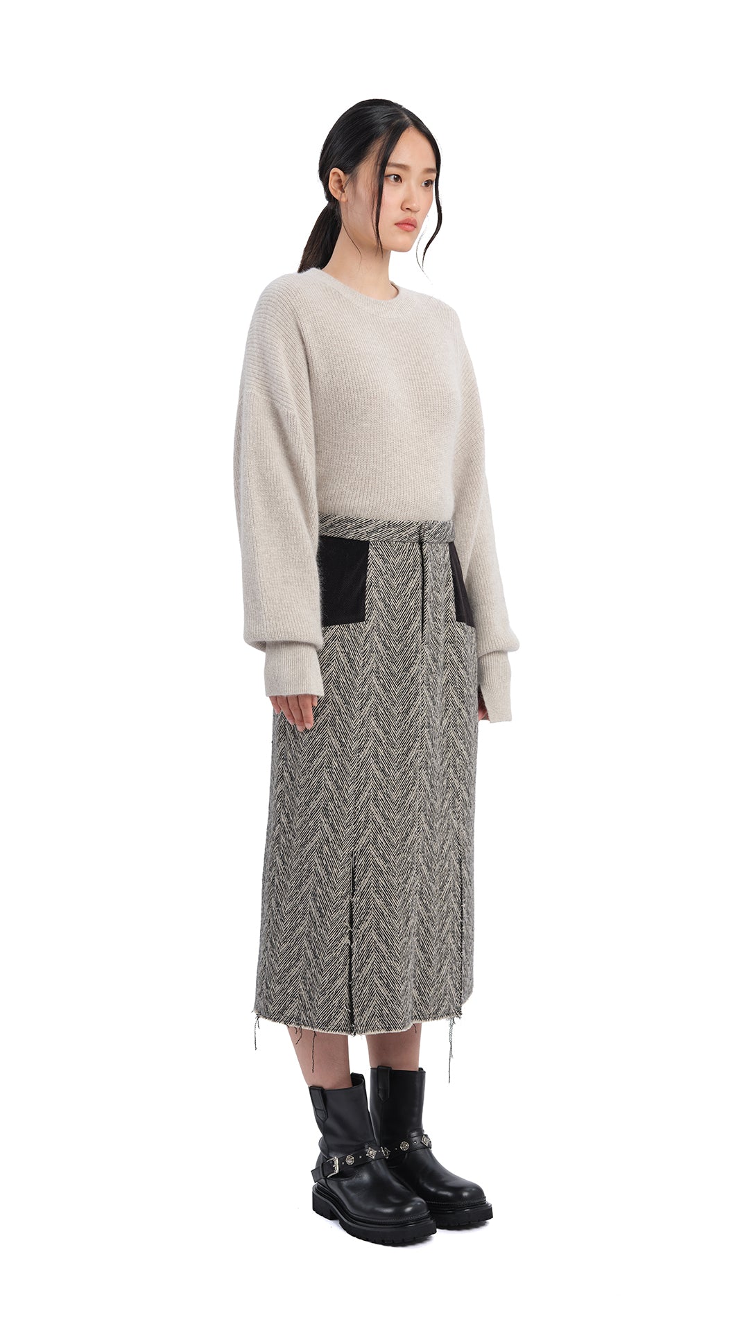 Stylish Herringbone Pencil Skirt for Women - Classic Office & Party Wear - Perfect for Work, Cocktail Events & Formal Occasions