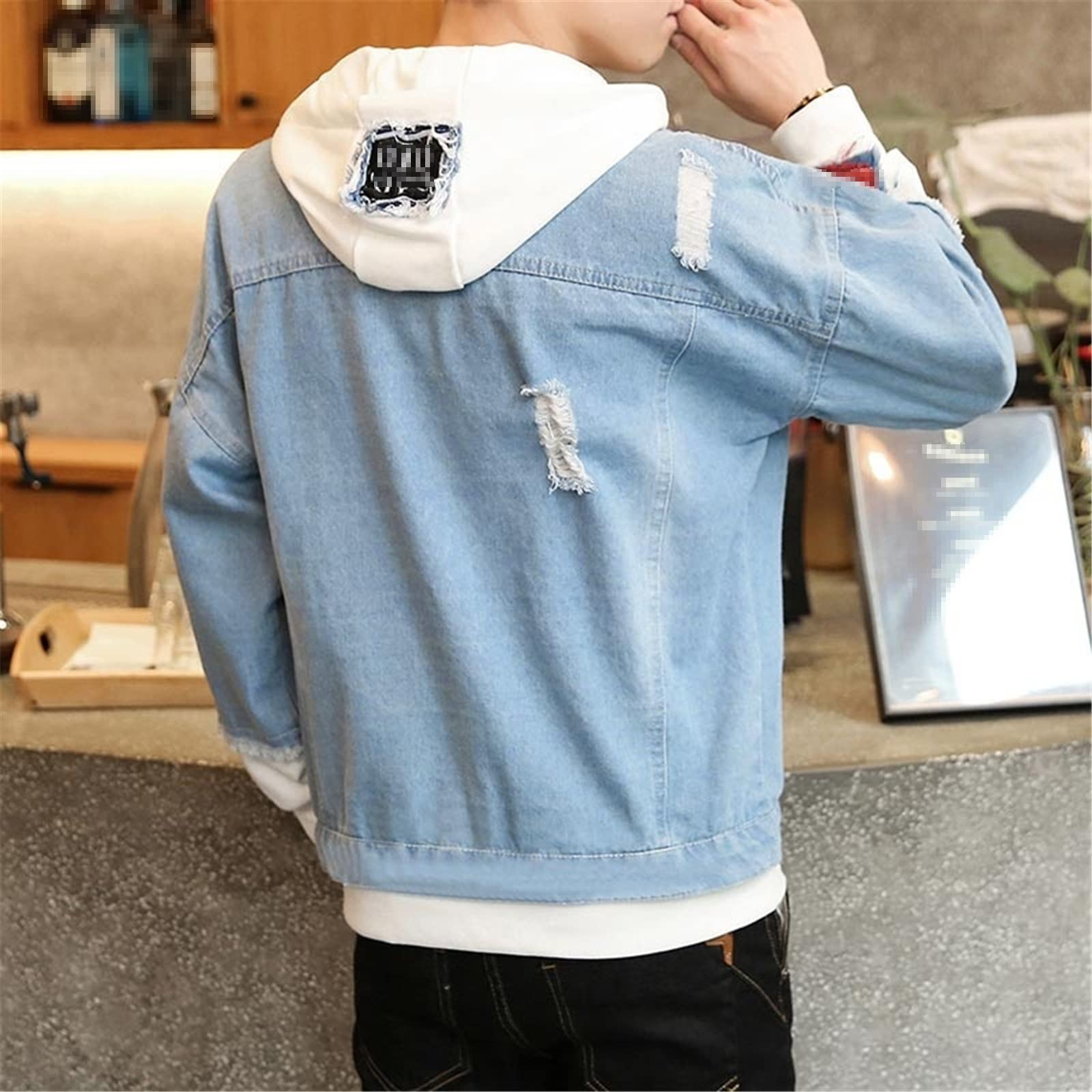 Men's Denim Jacket - Streetwear Hip Hop Hooded Jean Coat | Casual Loose Fit Spring Outerwear for Men | Perfect for Urban Fashion, Street Style & Everyday Wear