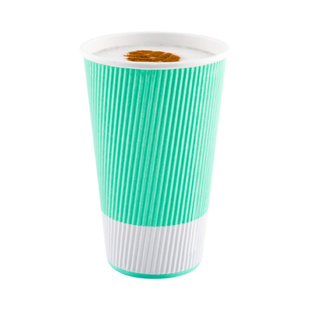 Insulated Paper Coffee Cups with Ripple Wall - 16 oz Light Green Disposable Cups (500 Count) - Perfect for Coffee Shops, Offices & Catering Events - Matching Lids Sold Separately (Model: RWA0360B, RWA0360W, RWA0328LG, RWA0328GR, RWA0328HP, RWA0283W, RWA0283B)